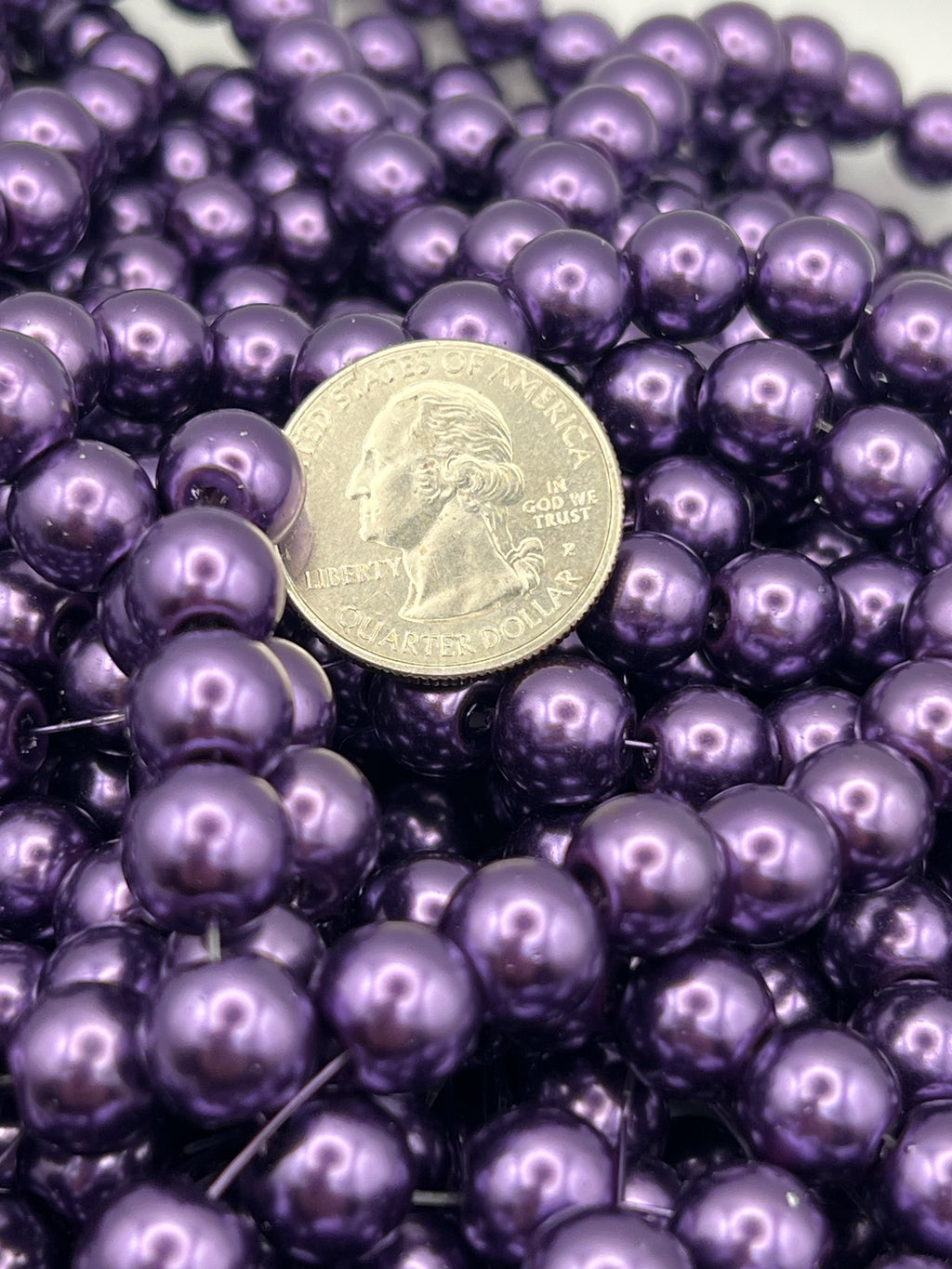 35 10mm Glass Pearl Beads Indigo