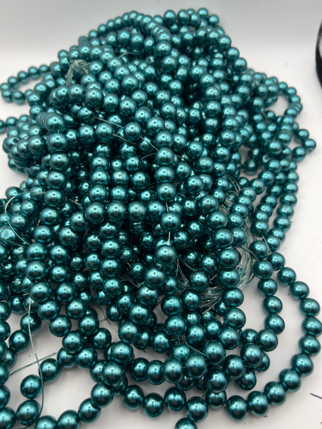 35 10mm Glass Pearl Beads Teal