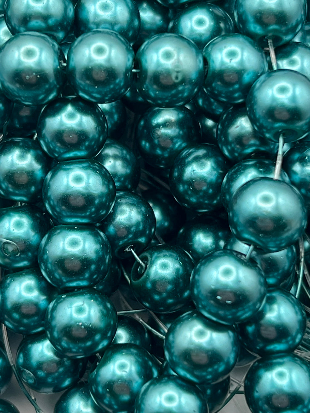 35 10mm Glass Pearl Beads Teal