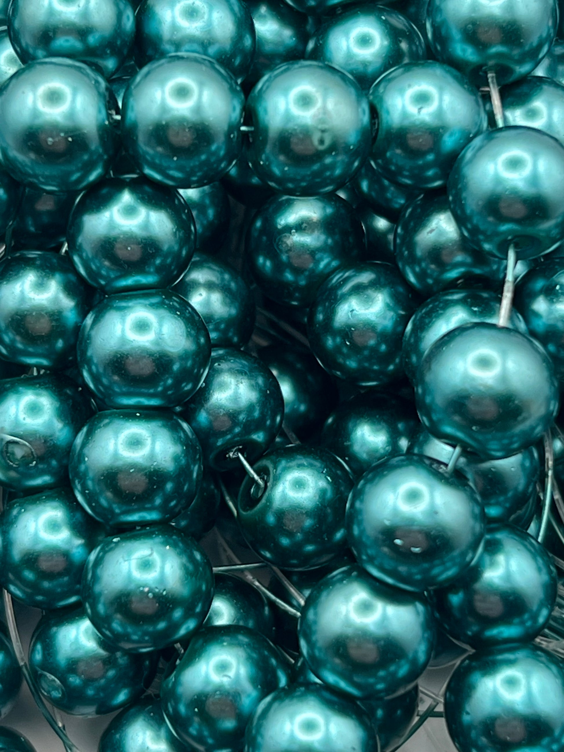 35 10mm Glass Pearl Beads Teal
