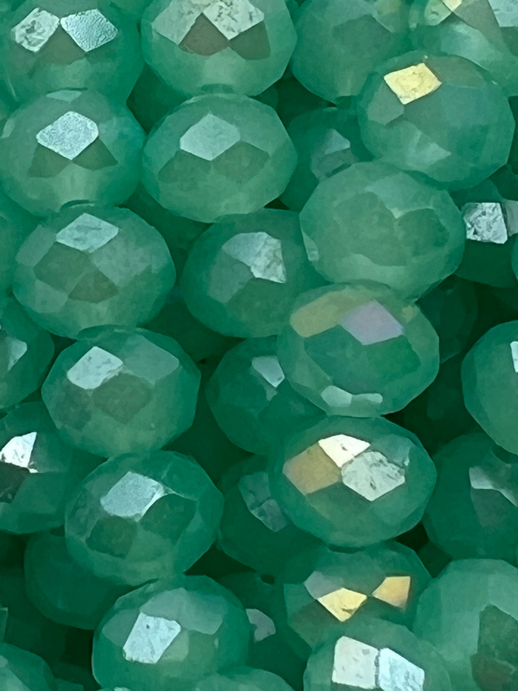 50 8X6mm AB Color Electroplated Faceted Opaque Glass Rondelle Beads Aquamarine