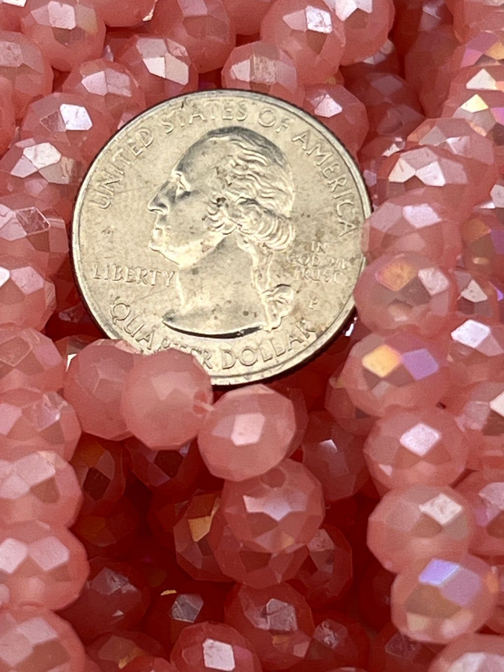 50 8X6mm AB Color Electroplated Faceted Opaque Glass Rondelle Beads Pink