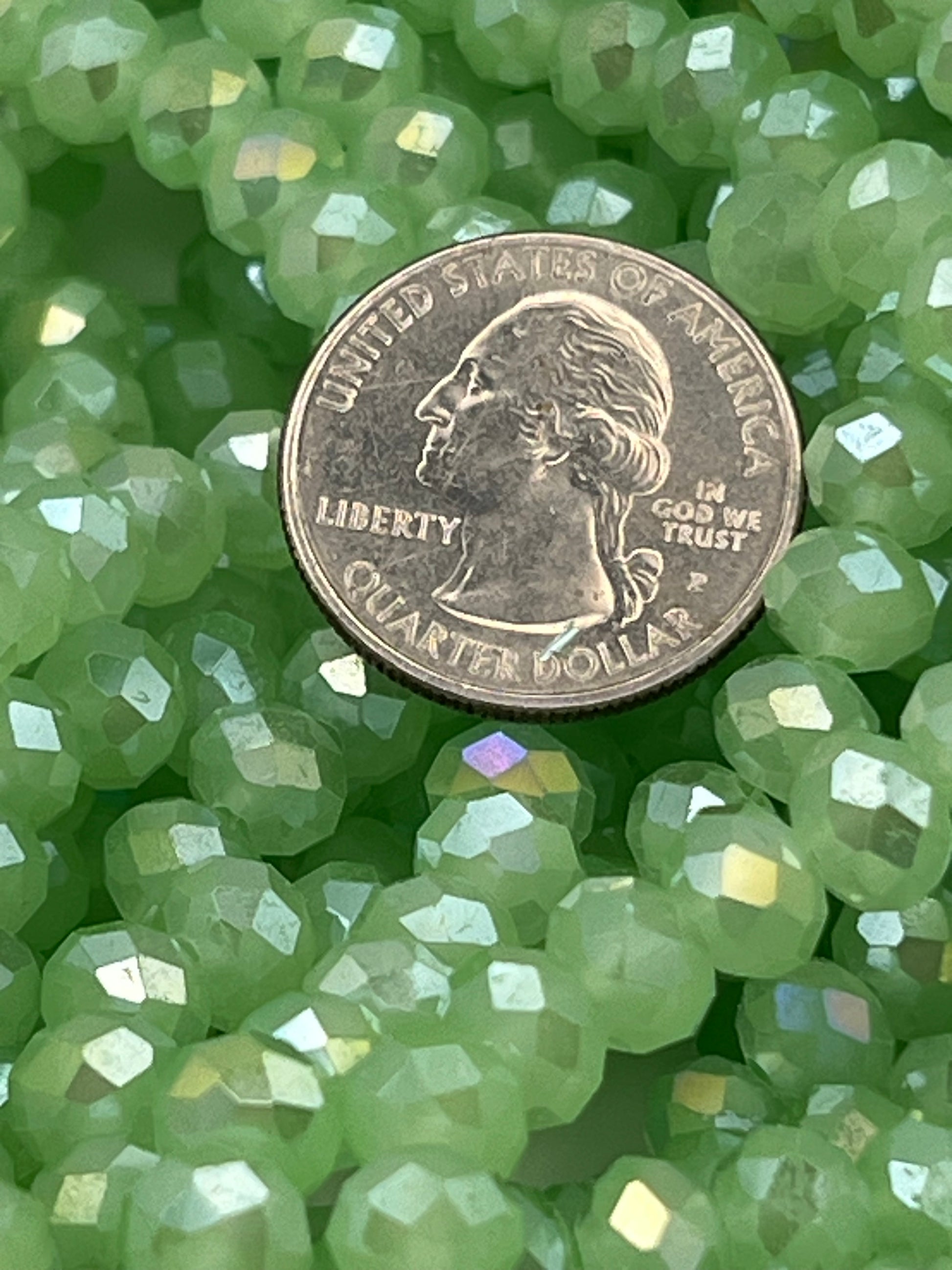 50 8X6mm AB Color Electroplated Faceted Opaque Glass Rondelle Beads Pale Green