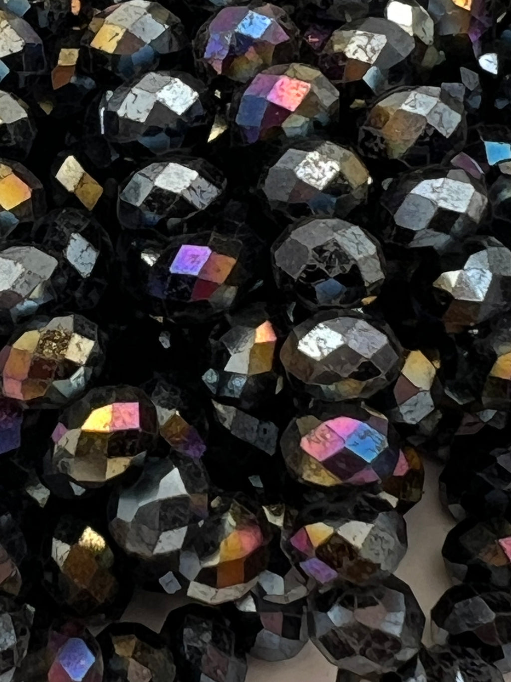 50 8X6mm AB Electroplated Faceted Glass Rondelle Beads Black