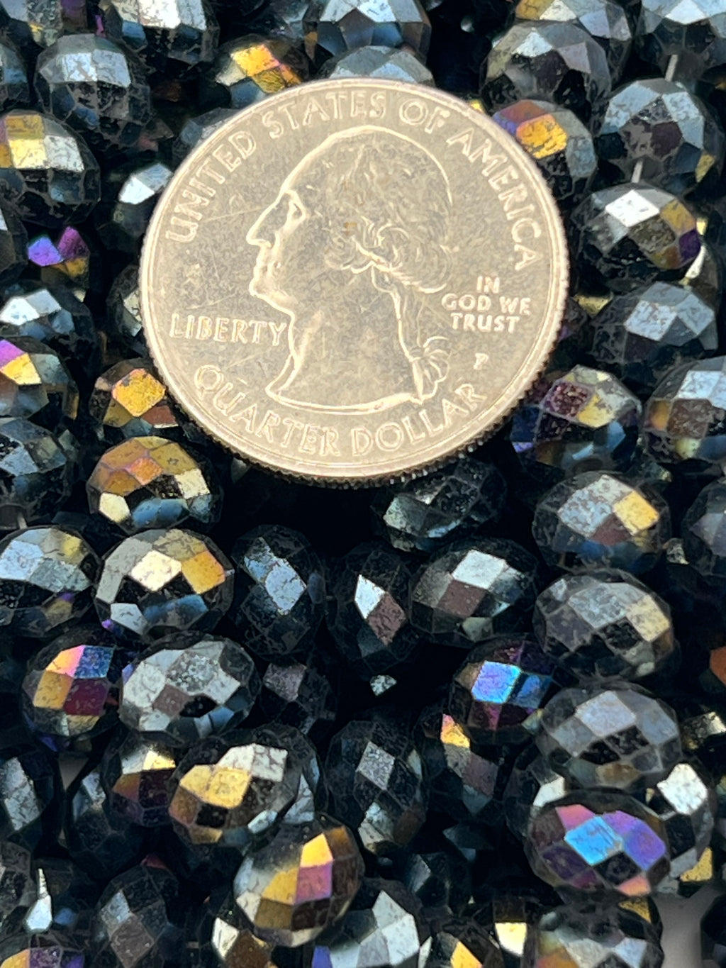 50 8X6mm AB Electroplated Faceted Glass Rondelle Beads Black