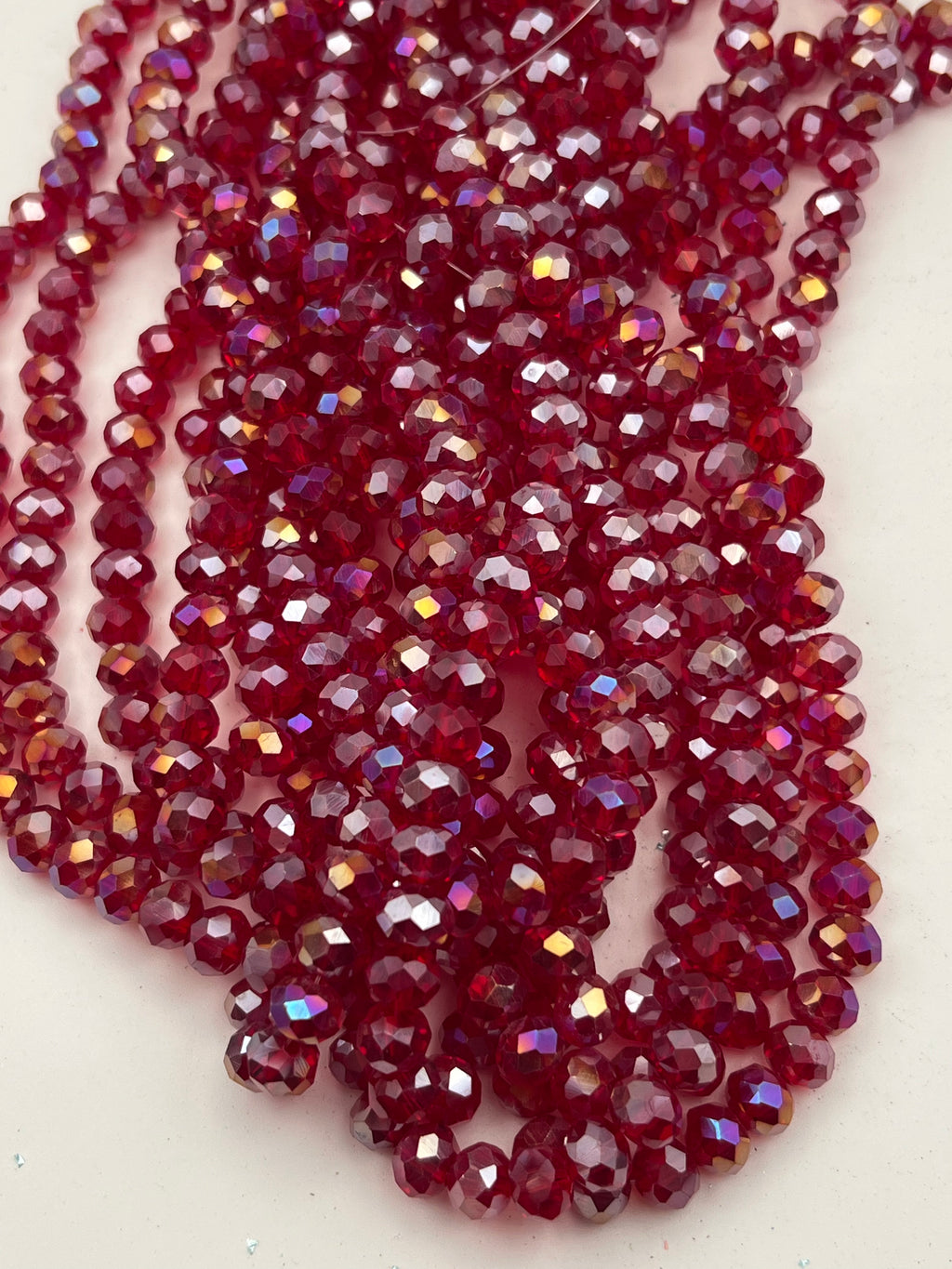 50 8X6mm AB Color Electroplated Faceted Glass Rondelle Beads Firebrick Red