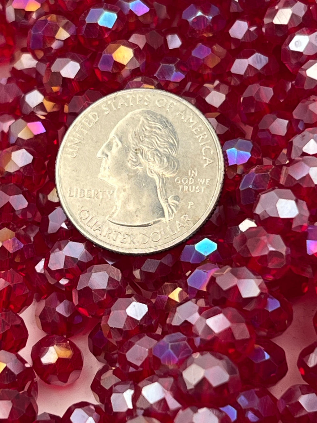 50 8X6mm AB Color Electroplated Faceted Glass Rondelle Beads Firebrick Red