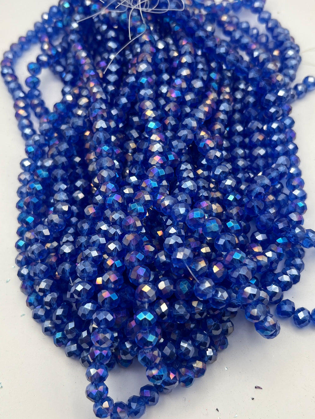 50 8X6mm AB Color Electroplated Faceted Glass Rondelle Beads Blue