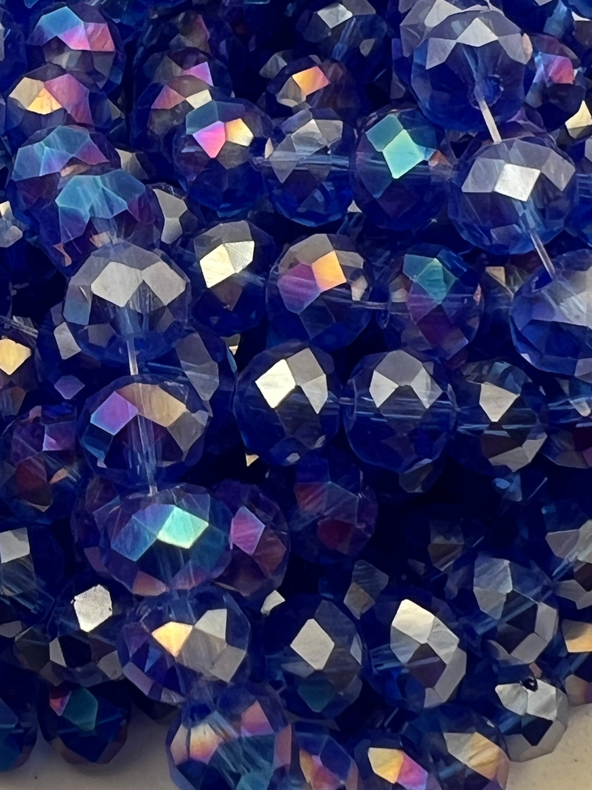 50 8X6mm AB Color Electroplated Faceted Glass Rondelle Beads Blue