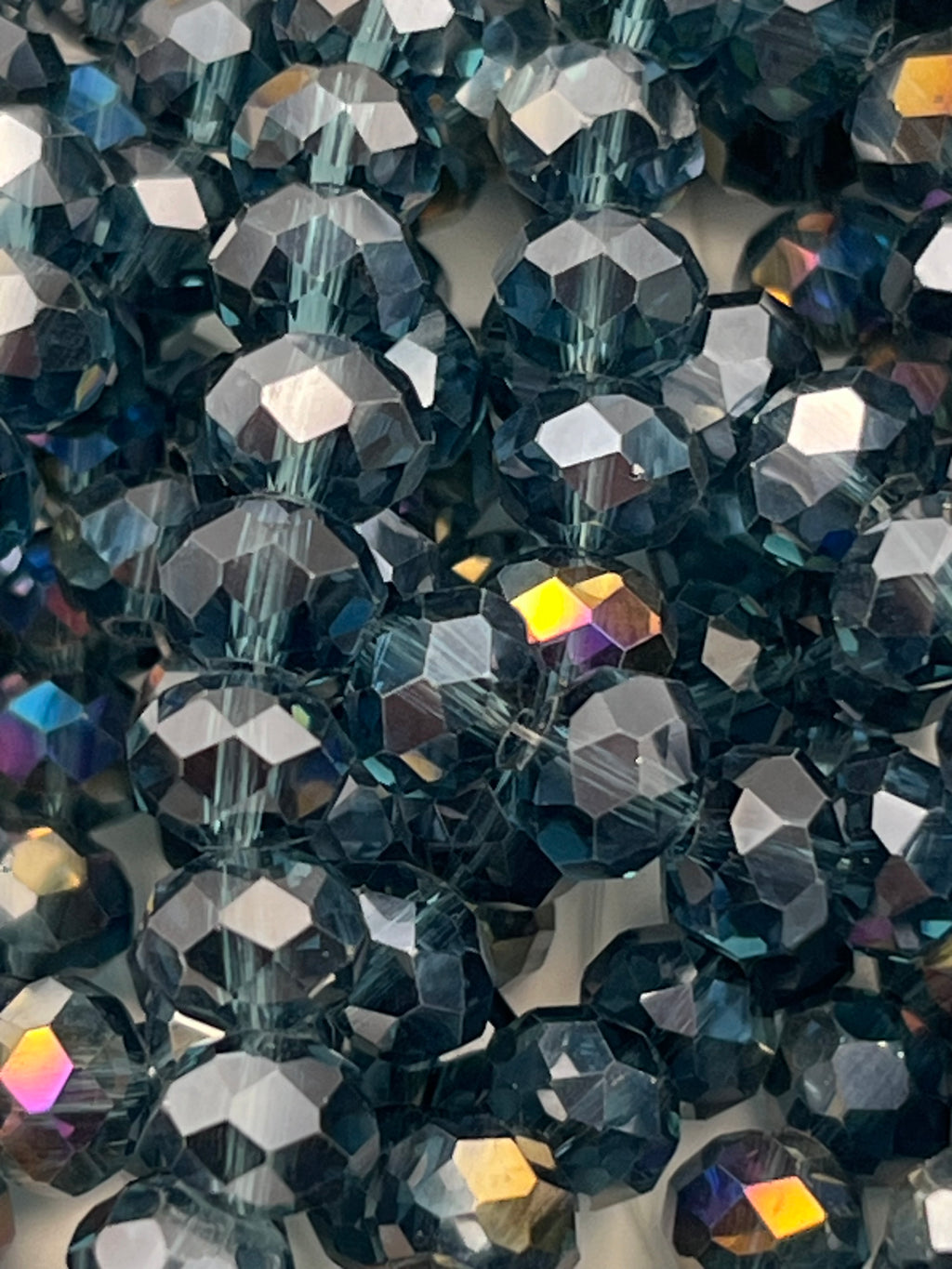 50 8X6mm AB Color Electroplated Faceted Glass Rondelle Beads Marine Blue