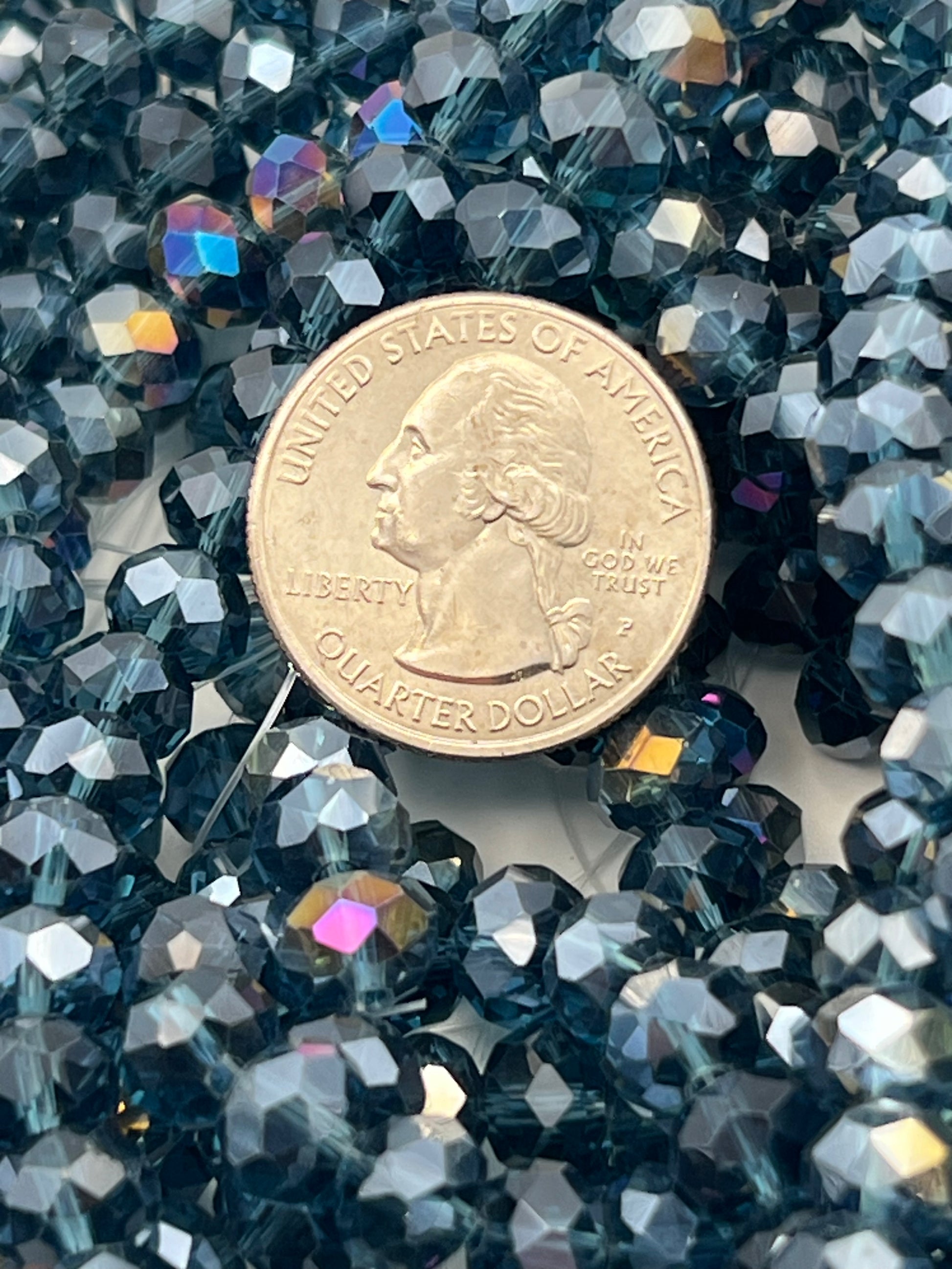 50 8X6mm AB Color Electroplated Faceted Glass Rondelle Beads Marine Blue