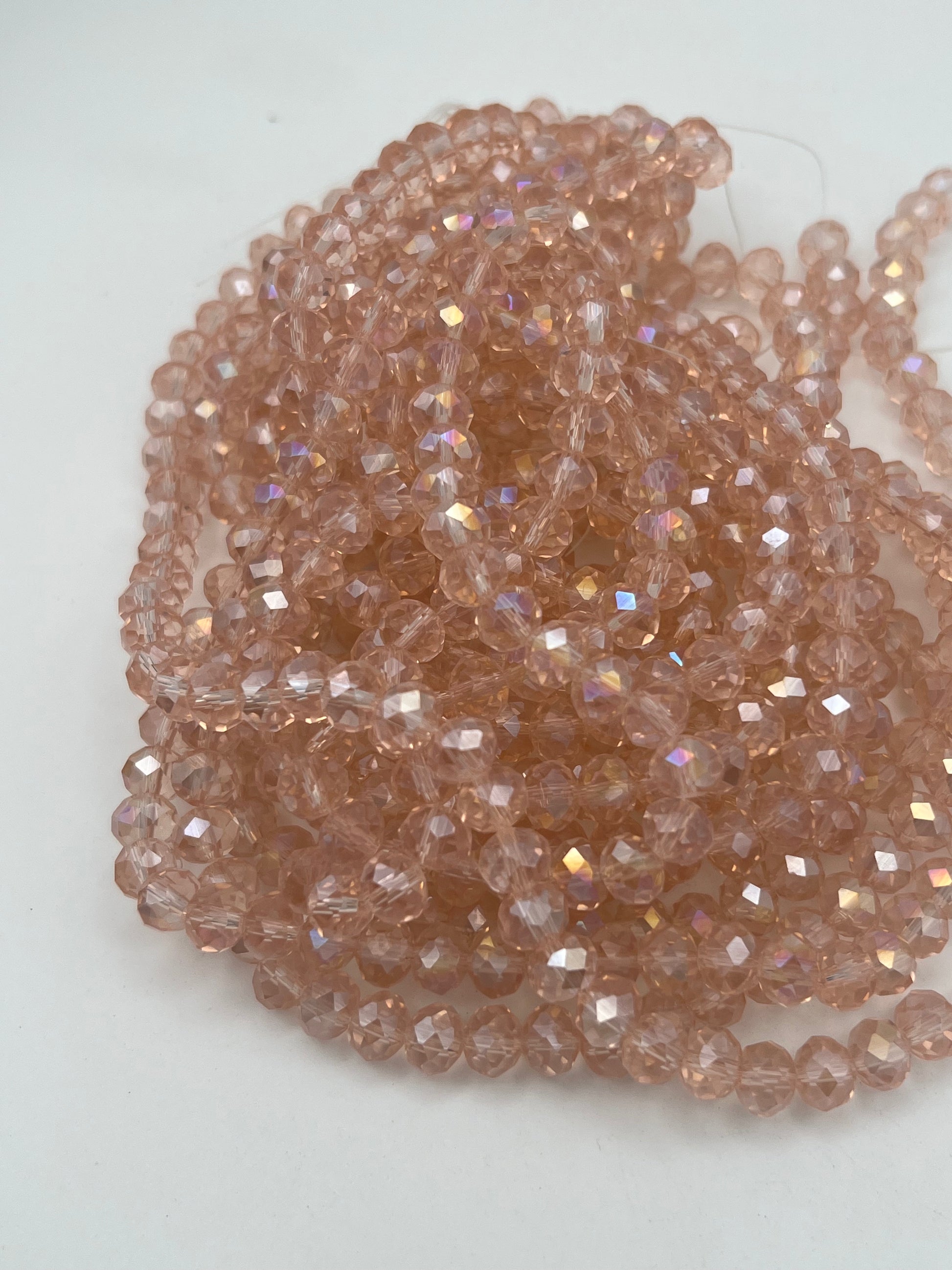 50 8X6mm AB Electroplated Faceted Glass Rondelle Beads Pink