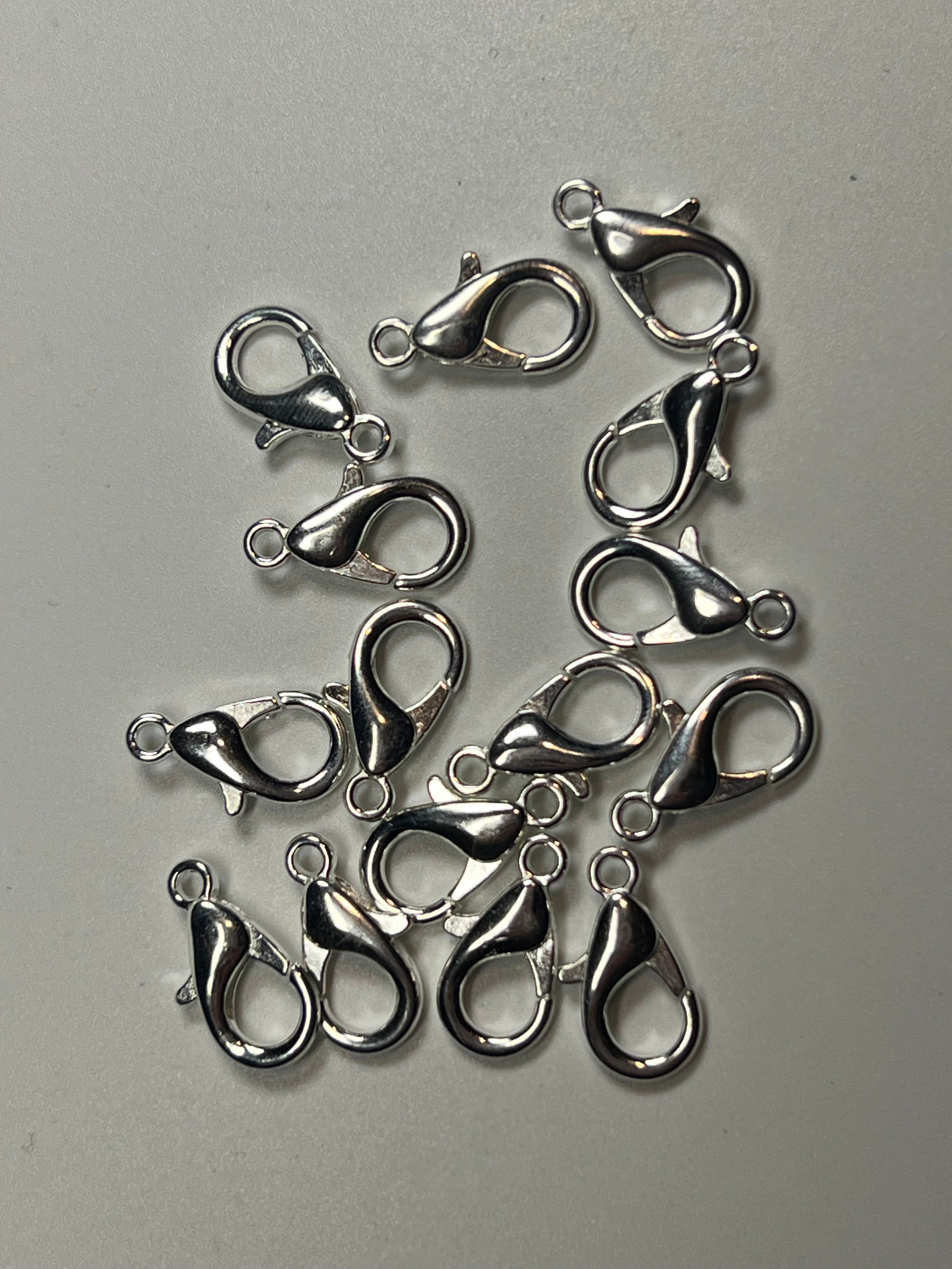 15 16X8mm Lobster Claw Clasps Silver Color