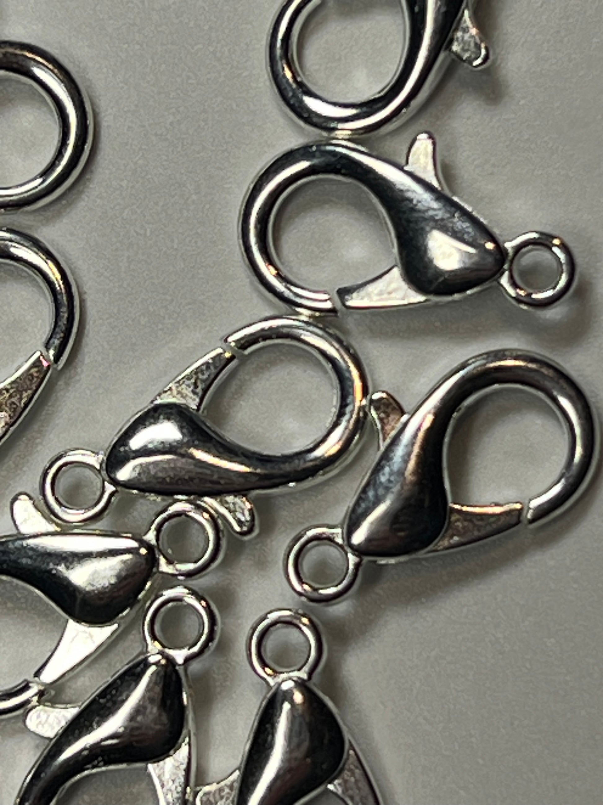 15 16X8mm Lobster Claw Clasps Silver Color