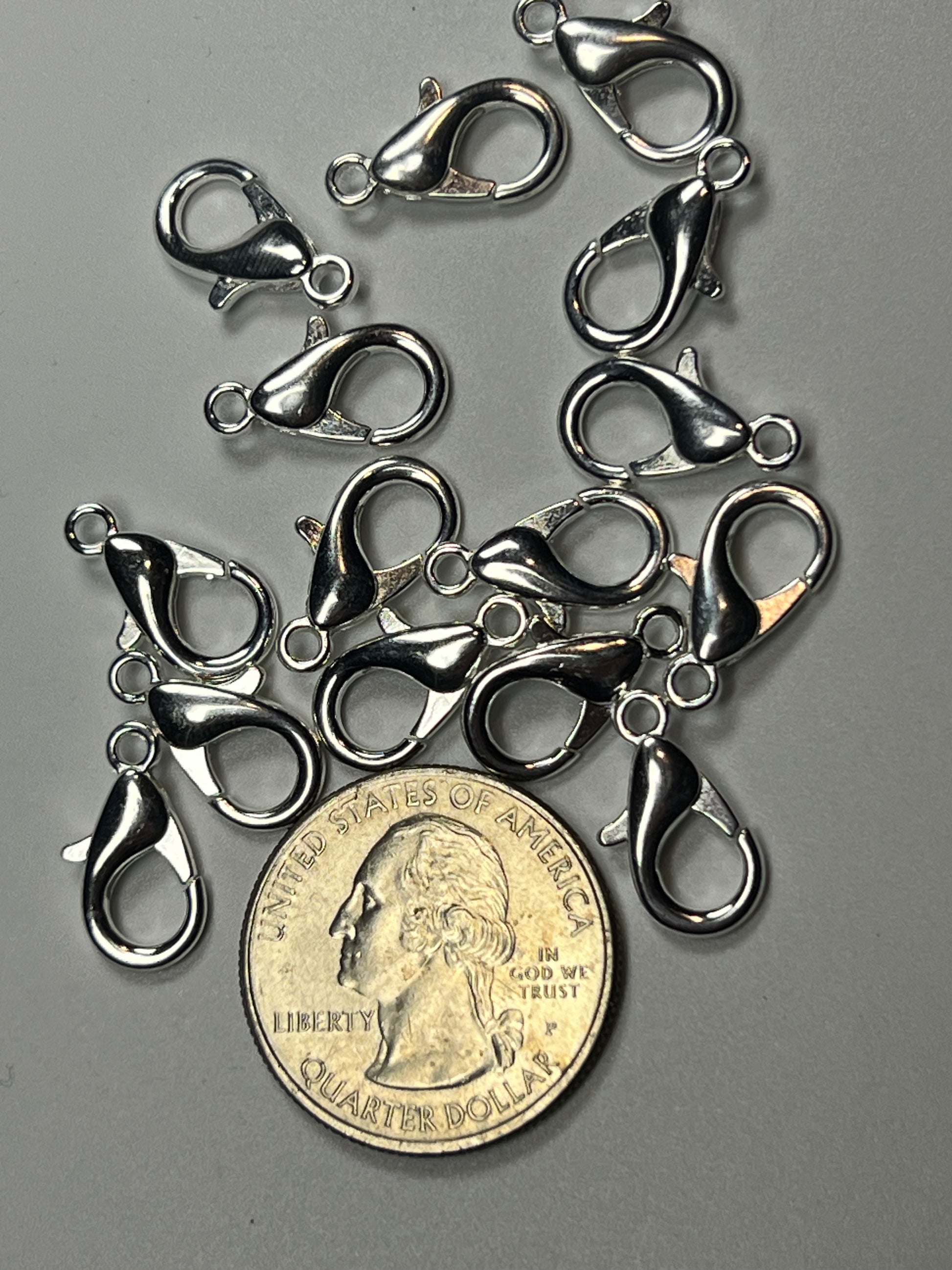 15 16X8mm Lobster Claw Clasps Silver Color