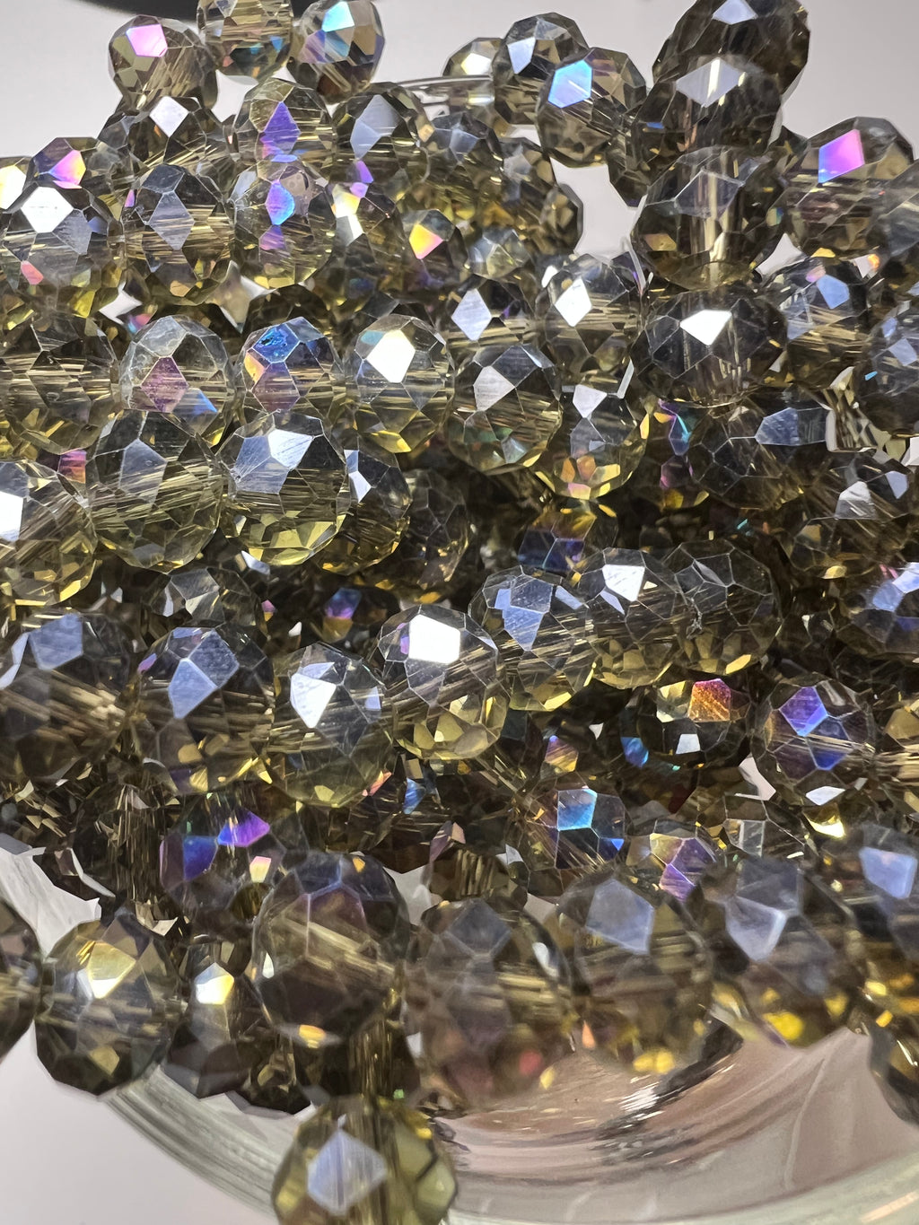 50 8X6mm AB Color Electroplated Faceted Rondelle Beads Gray