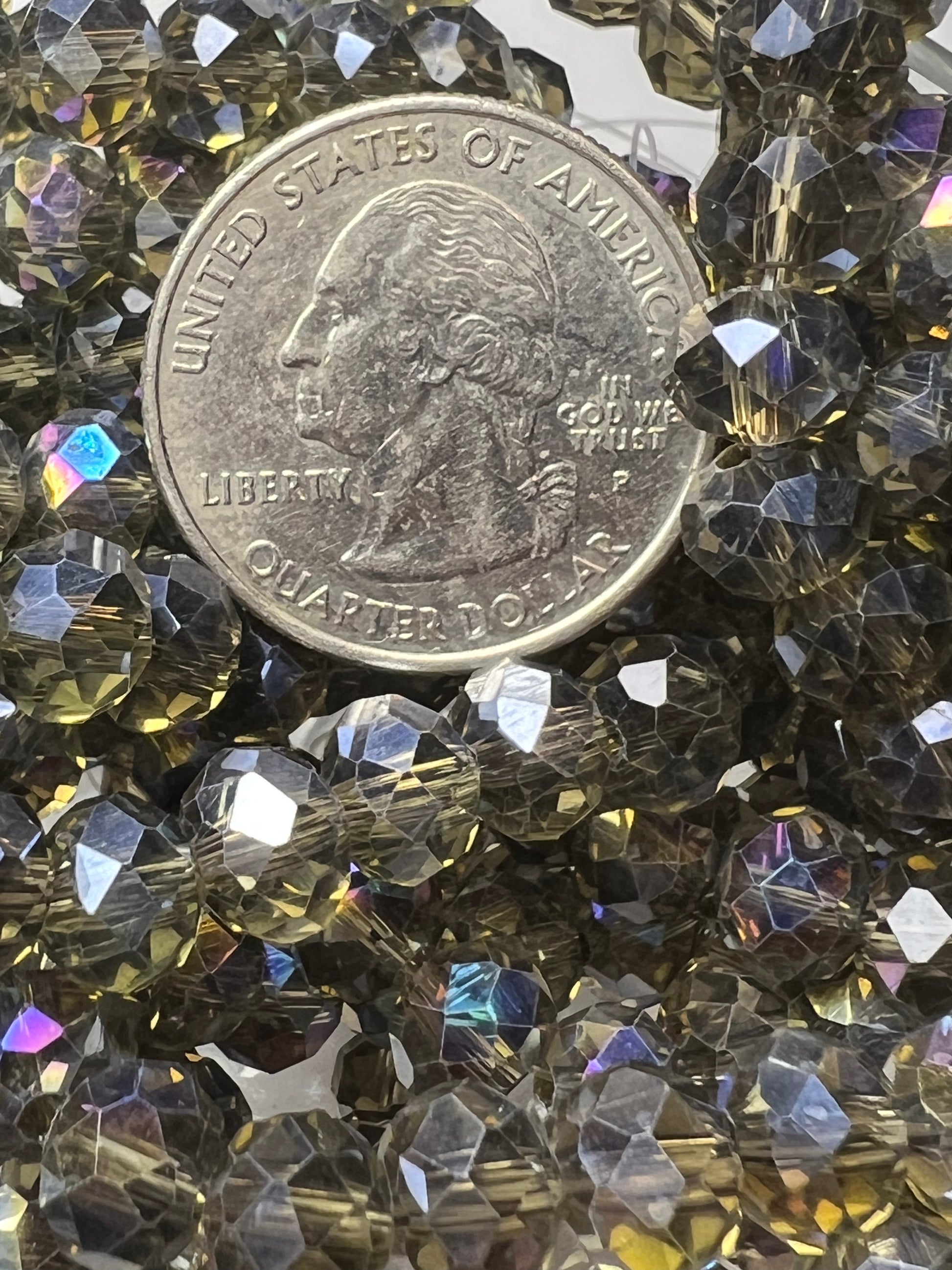 50 8X6mm AB Color Electroplated Faceted Rondelle Beads Gray