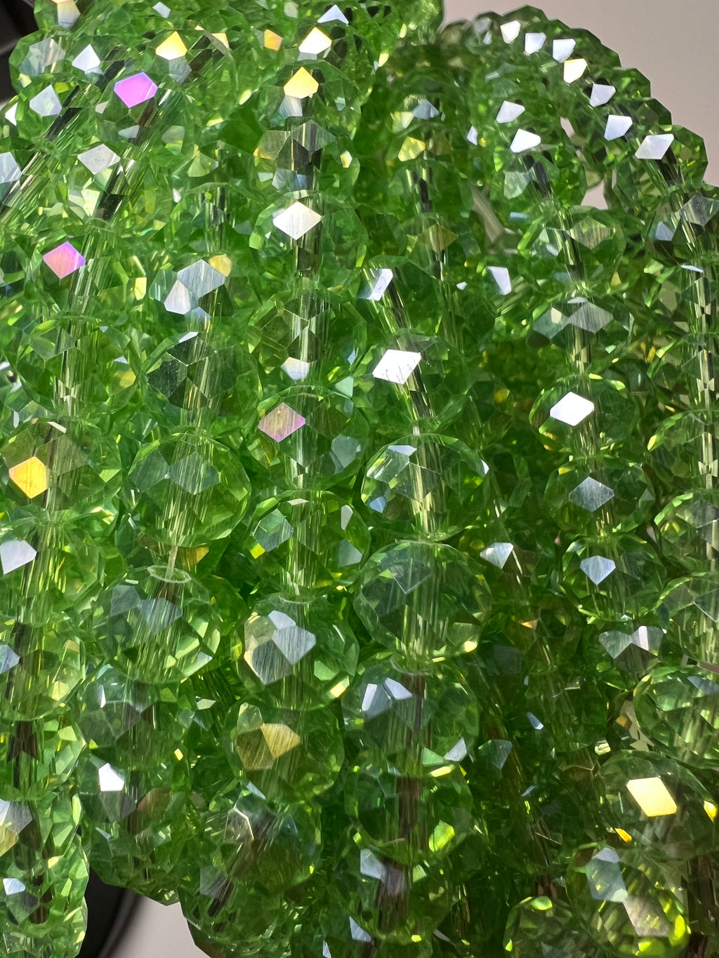 50 8X6mm AB Color Electroplated Faceted Glass Rondelle Beads Green