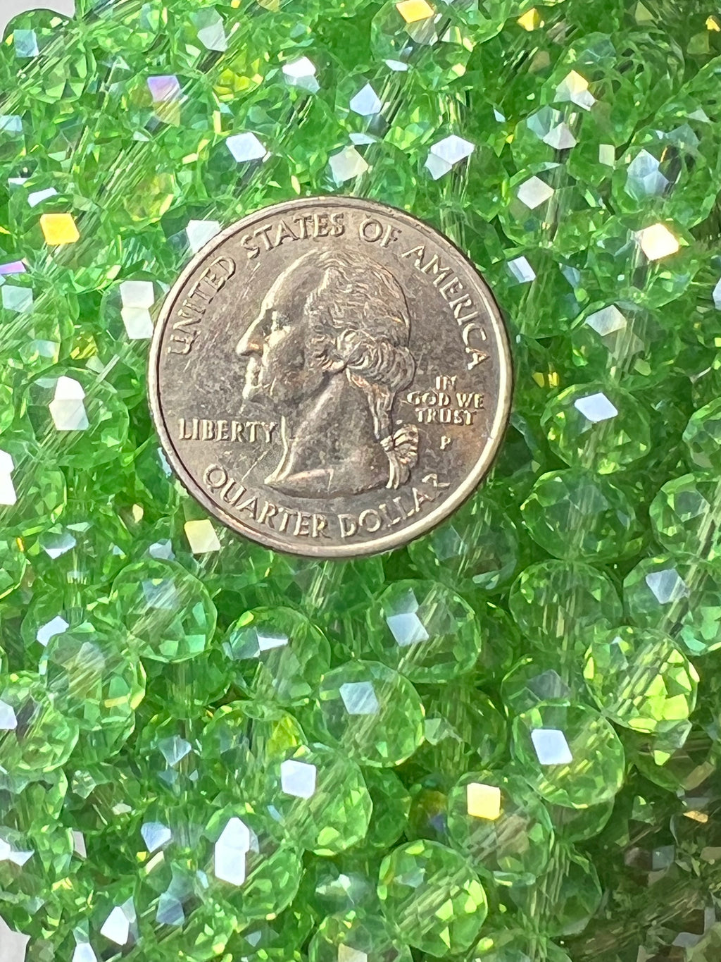 50 8X6mm AB Color Electroplated Faceted Glass Rondelle Beads Green