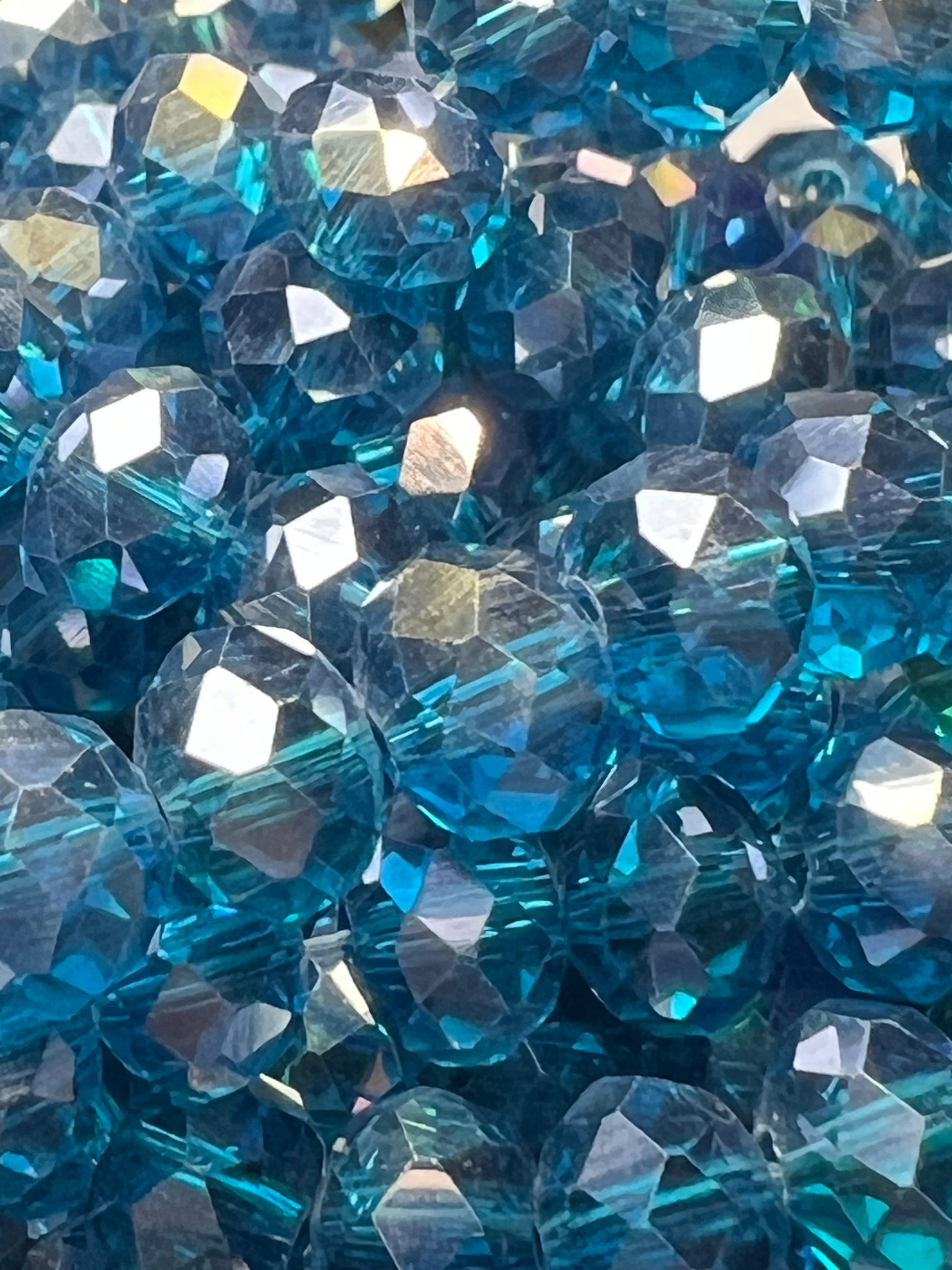 50 8X6mm AB Color Electroplated Faceted Glass Rondelle Beads Teal