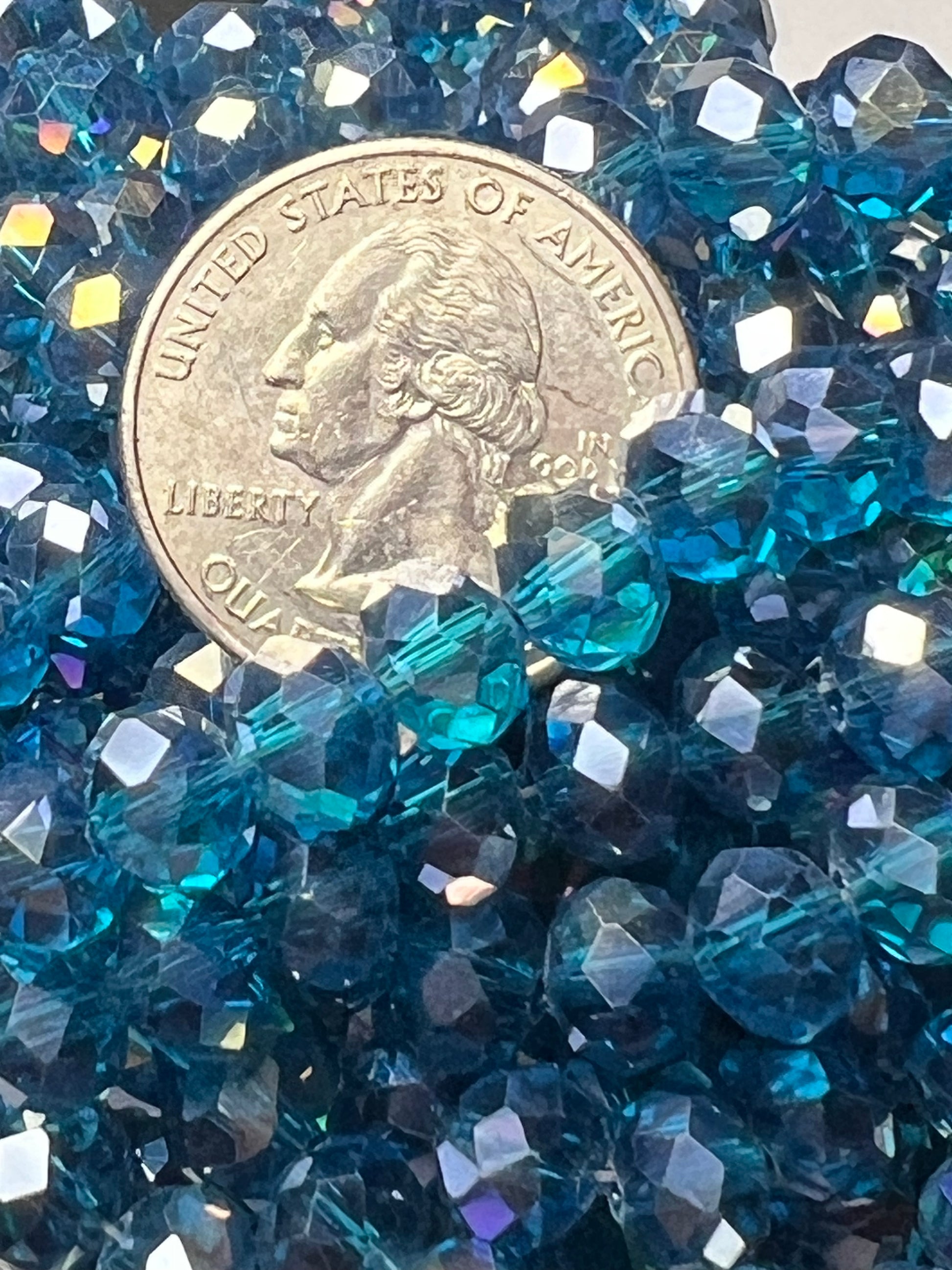 50 8X6mm AB Color Electroplated Faceted Glass Rondelle Beads Teal