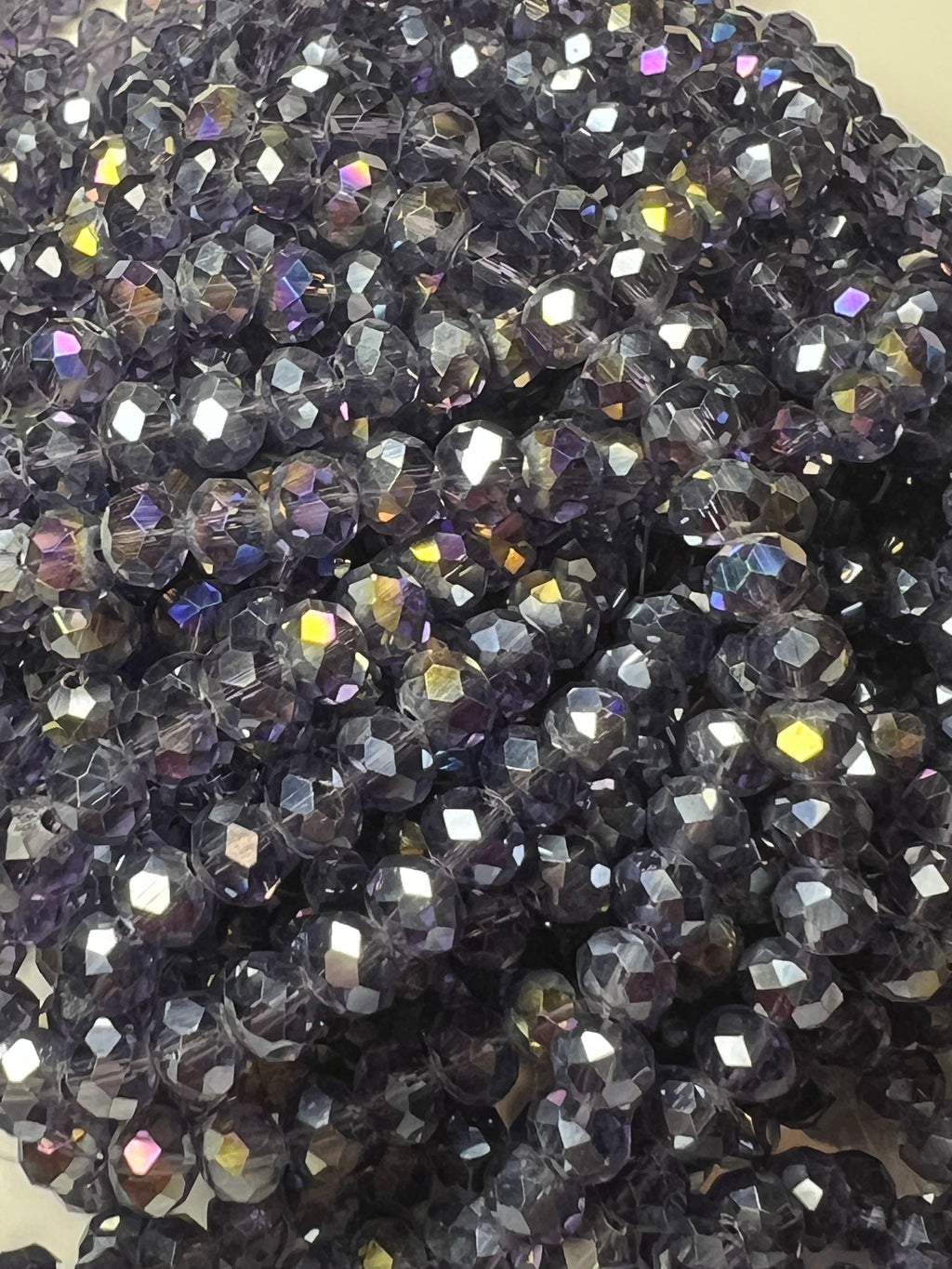 50 8X6mm AB Electroplated Faceted Glass Rondelle Beads Indigo