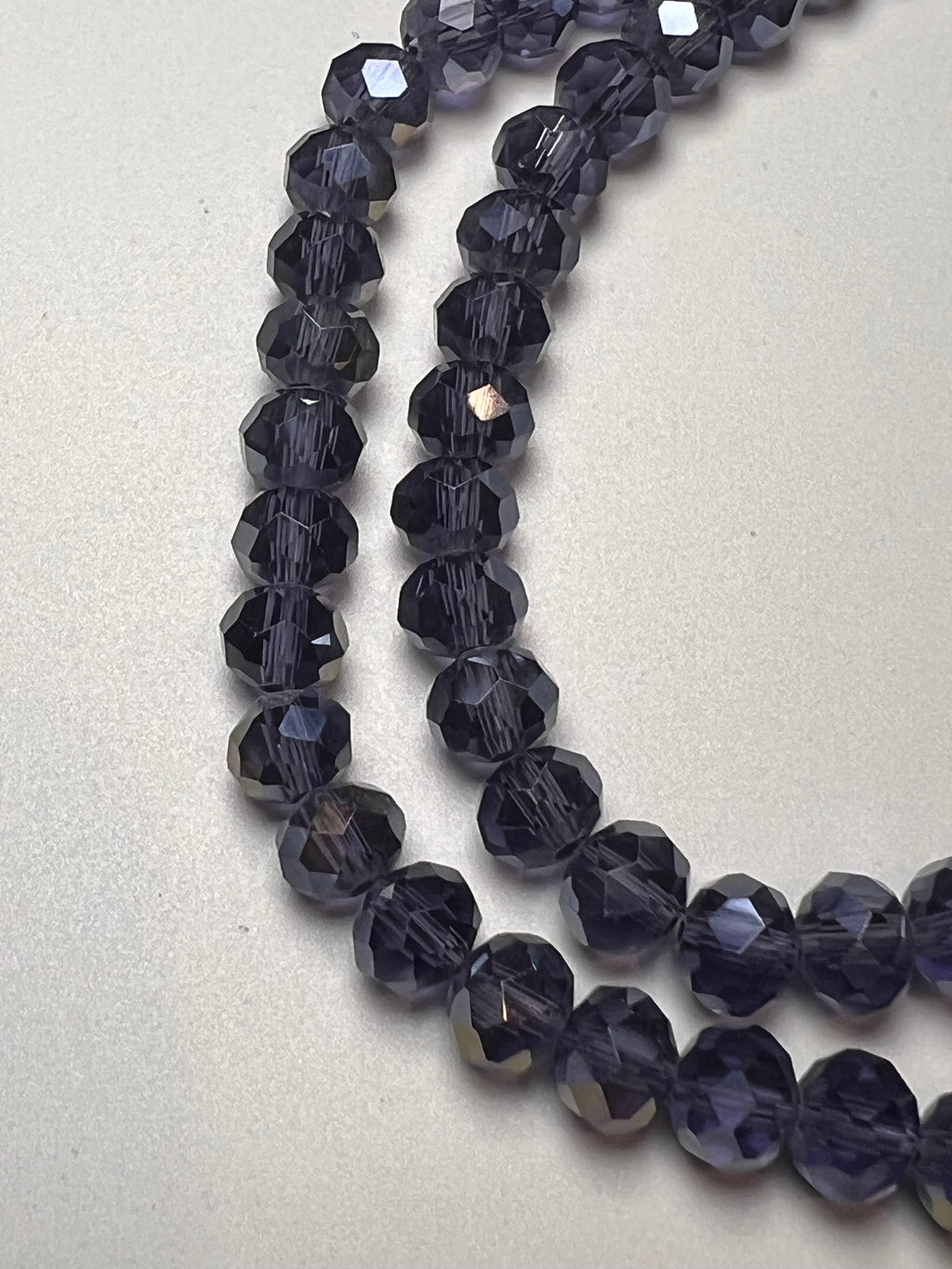 50 8X6mm AB Electroplated Faceted Glass Rondelle Beads Indigo