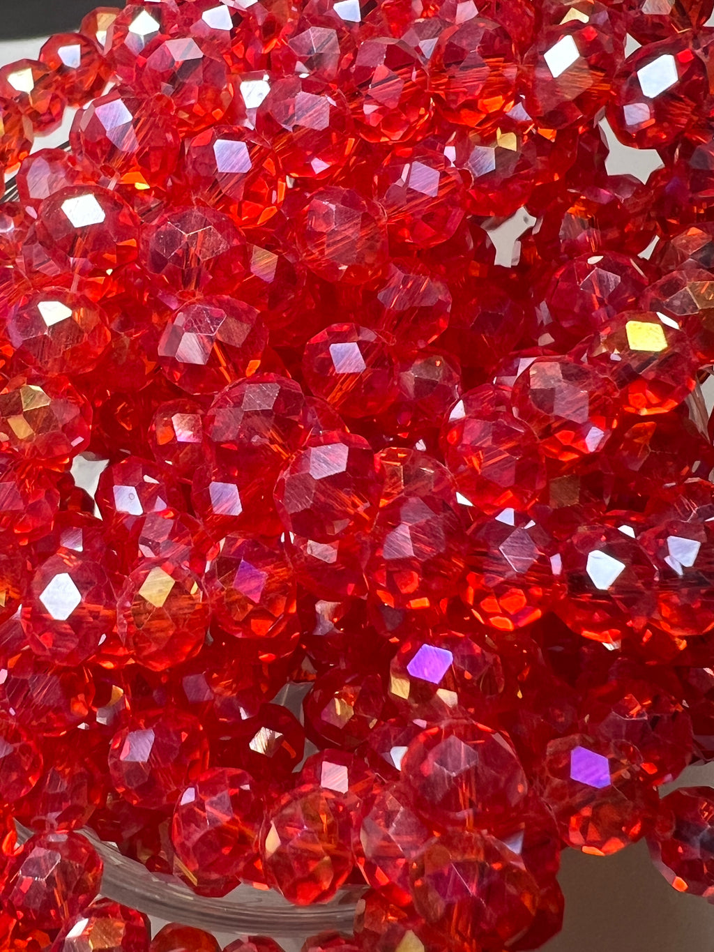 50 8X6mm AB Color Electroplated Faceted Glass Rondelle Beads Red