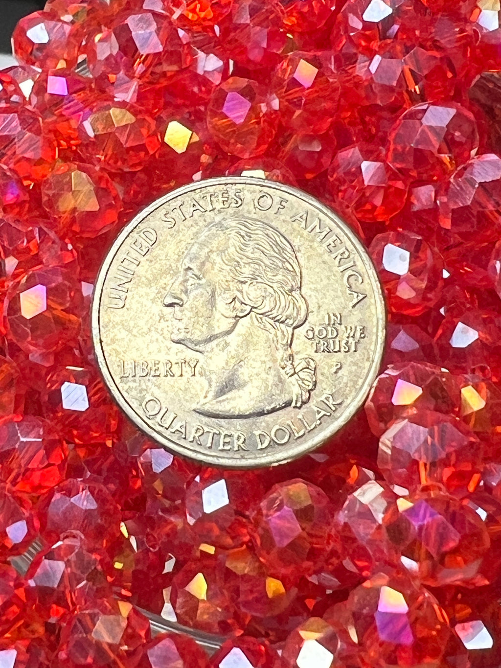 50 8X6mm AB Color Electroplated Faceted Glass Rondelle Beads Red