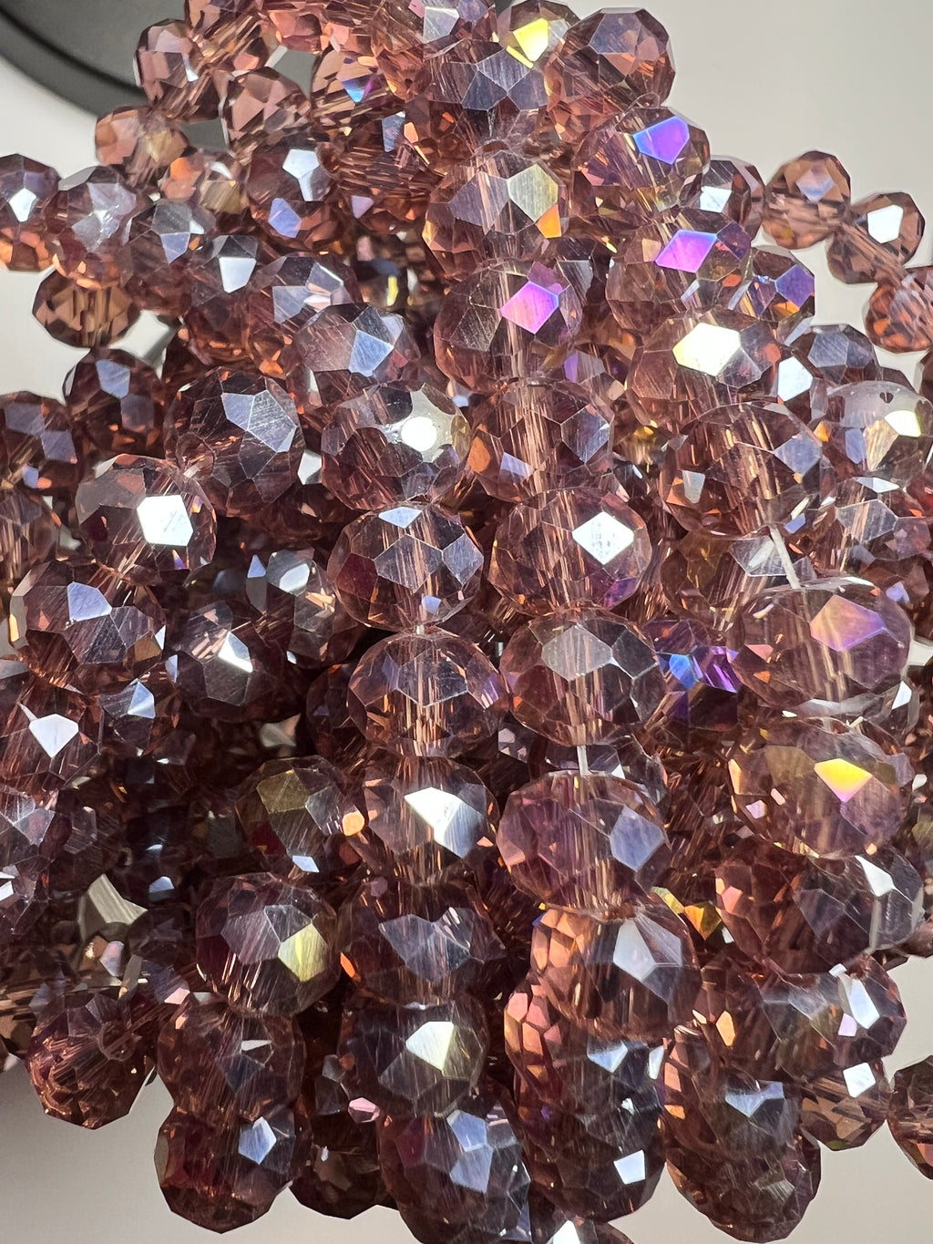 50 8X6mm AB Color Electroplated Faceted Glass Rondelle Beads Old Rose