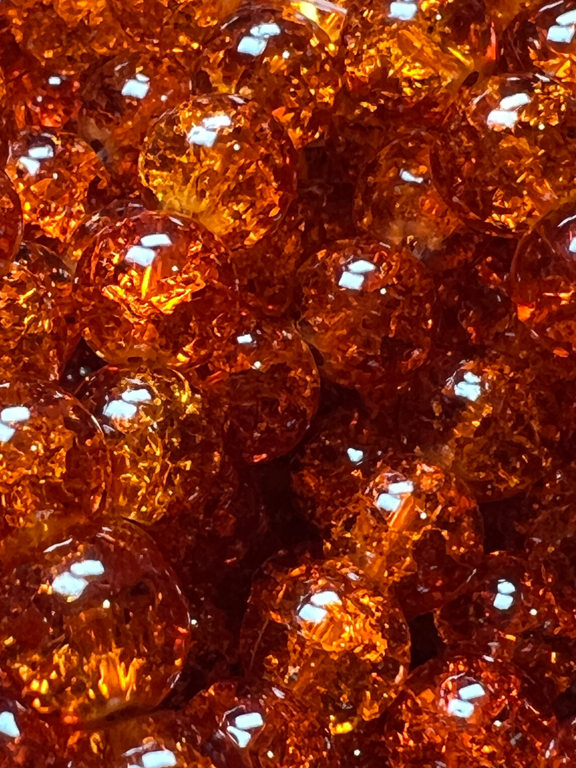 35 10mm Crackle Glass Beads Orange