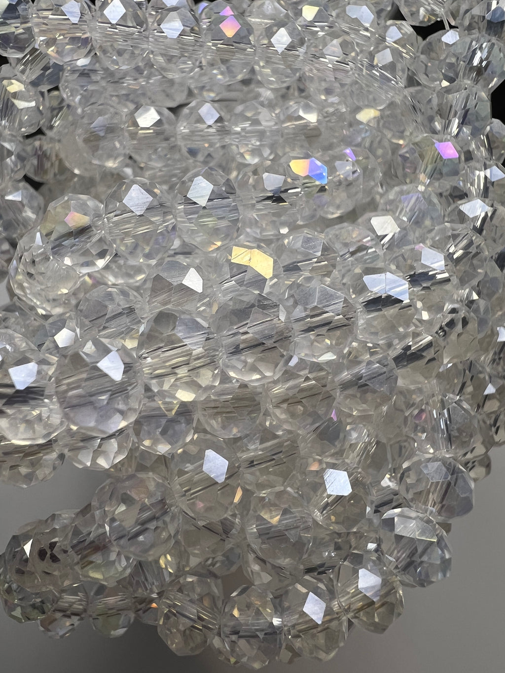 50 8X6mm AB Color Electroplated Faceted Glass Rondelle Beads Clear