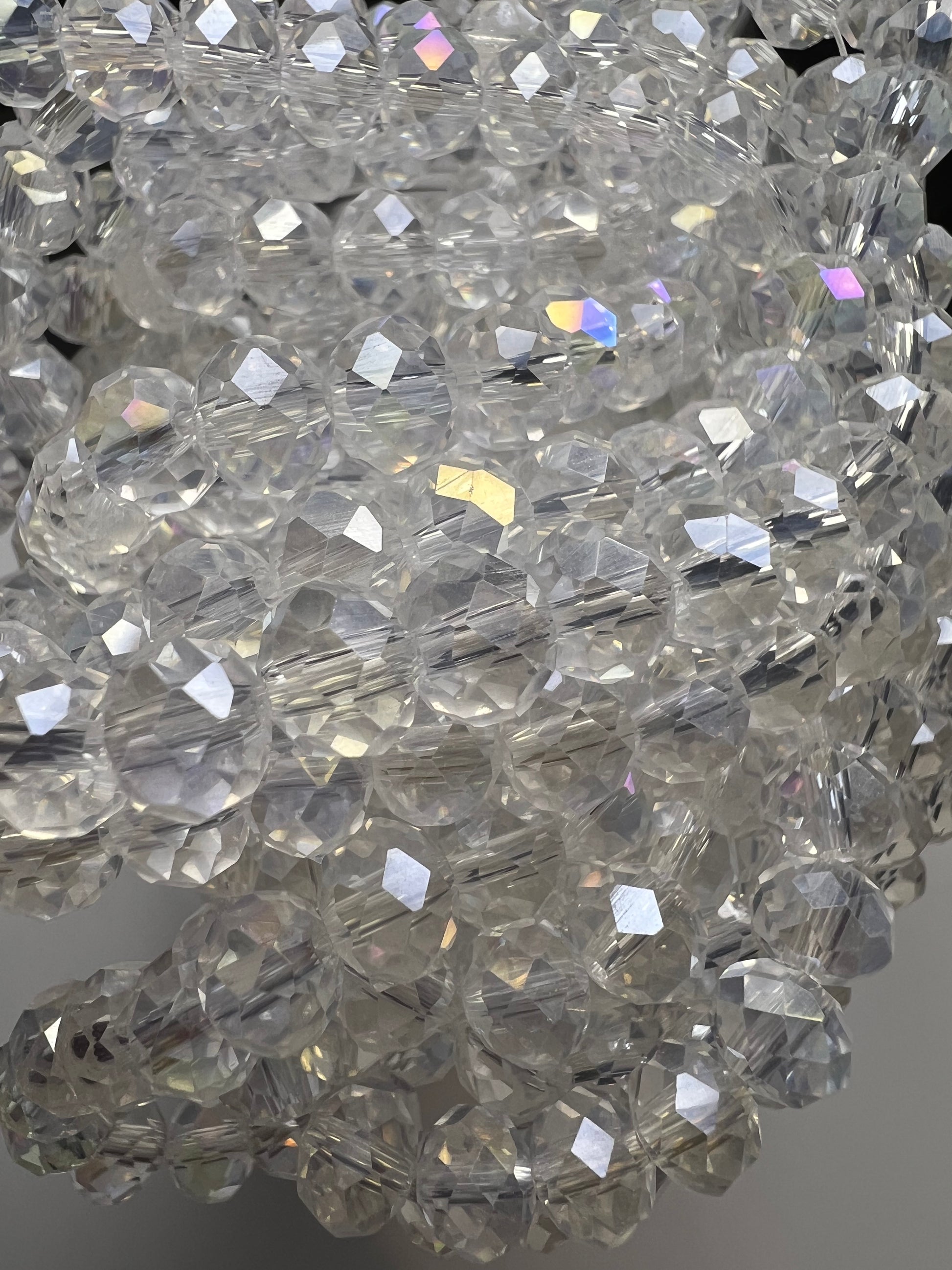 50 8X6mm AB Color Electroplated Faceted Glass Rondelle Beads Clear