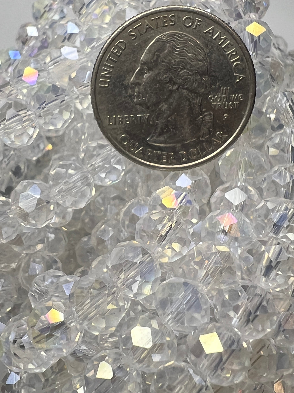 50 8X6mm AB Color Electroplated Faceted Glass Rondelle Beads Clear