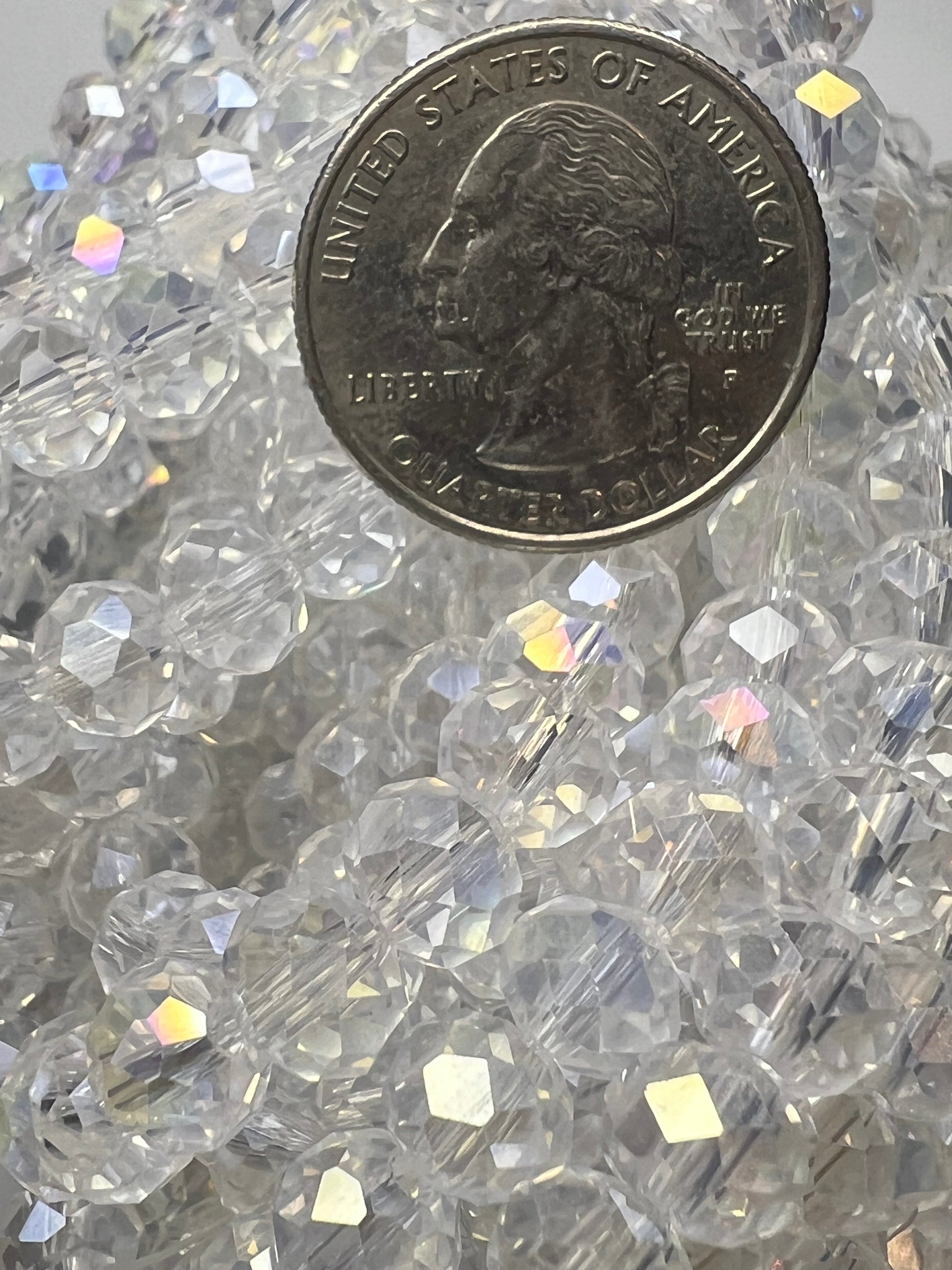 50 8X6mm AB Color Electroplated Faceted Glass Rondelle Beads Clear