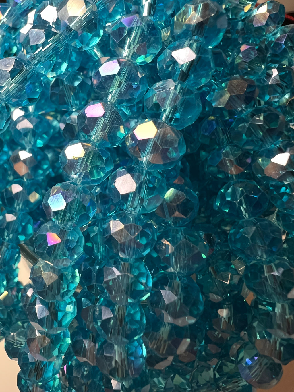 50 8X6mm AB Color Electroplated Faceted Glass Rondelle Beads Turquoise