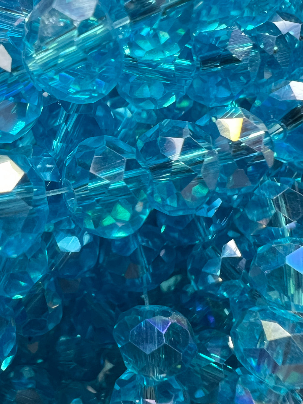 50 8X6mm AB Color Electroplated Faceted Glass Rondelle Beads Turquoise