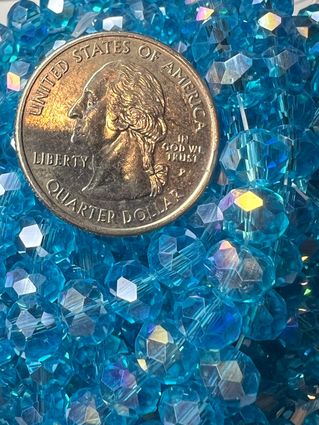 50 8X6mm AB Color Electroplated Faceted Glass Rondelle Beads Turquoise