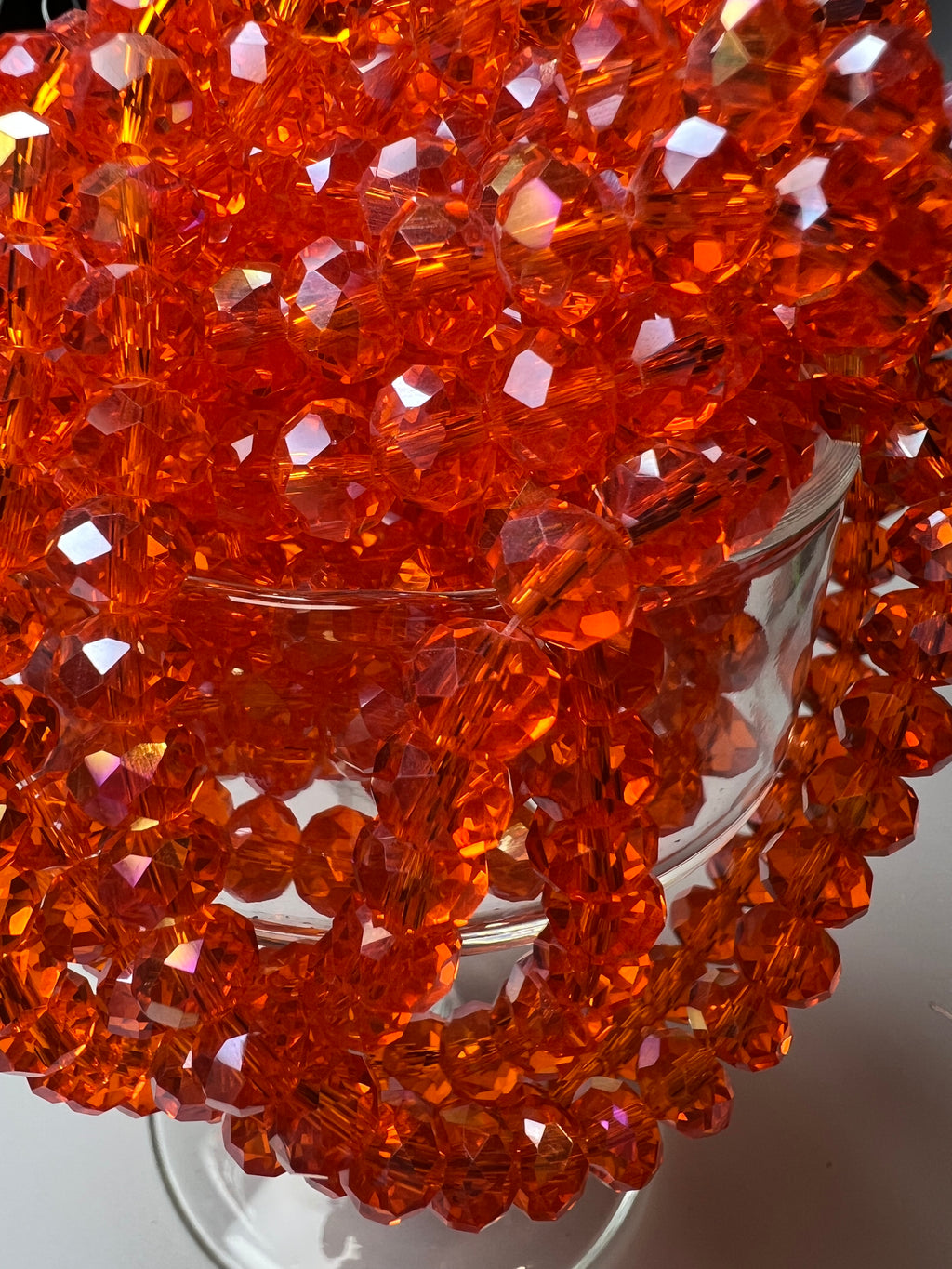 50 8X6mm AB Color Electroplated Faceted Glass Rondelle Beads Orange
