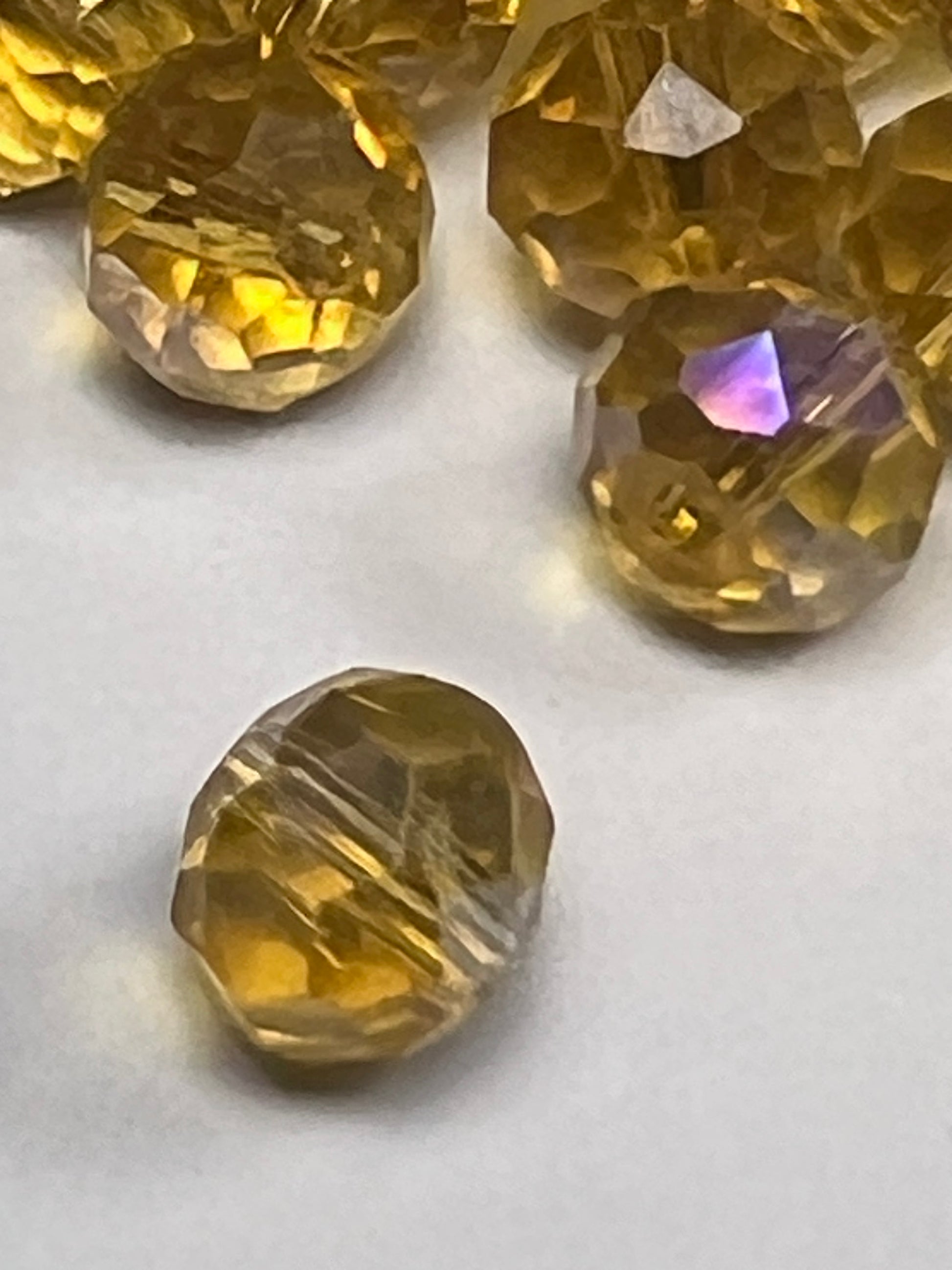 50 8X6mm AB Color Electroplated Faceted Glass Rondelle Beads Goldenrod