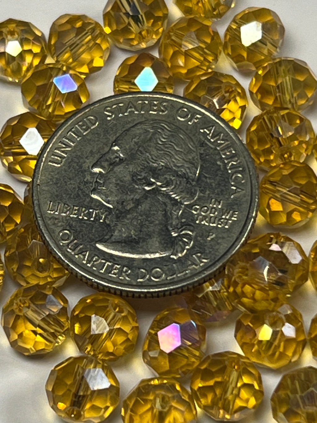 50 8X6mm AB Color Electroplated Faceted Glass Rondelle Beads Goldenrod