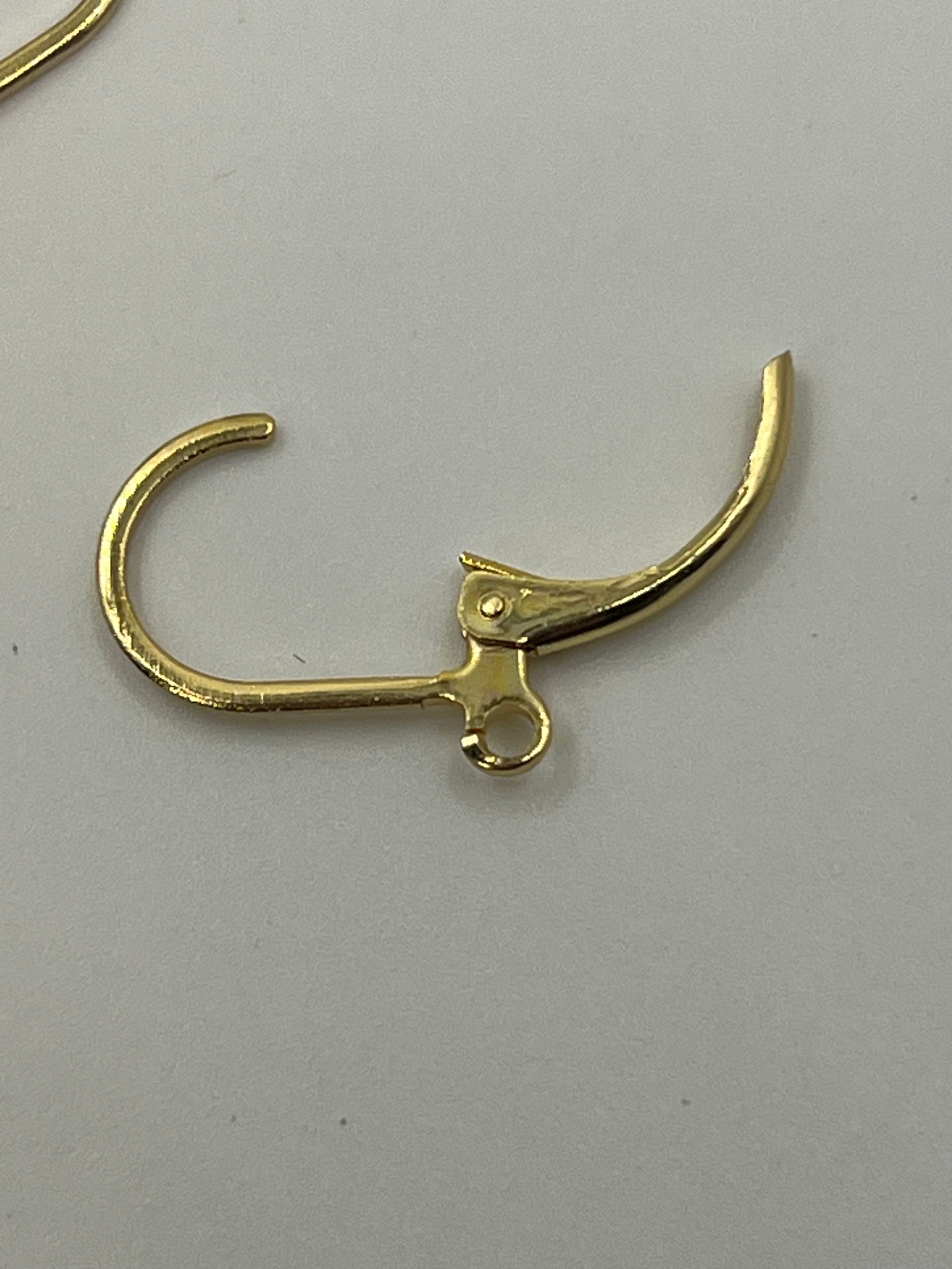 Gold-plated stainless steel leverback earring hooks with a small loop.