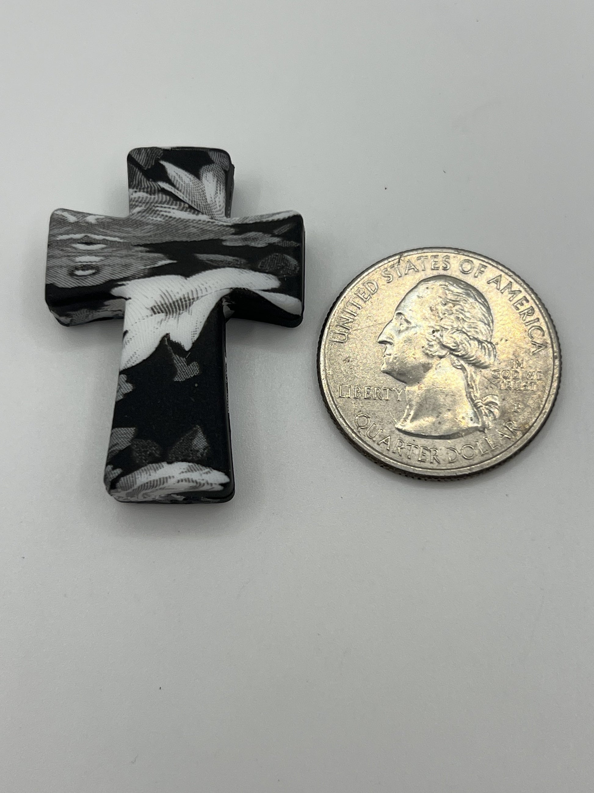 Printed Cross Focal Beads-6 pc.