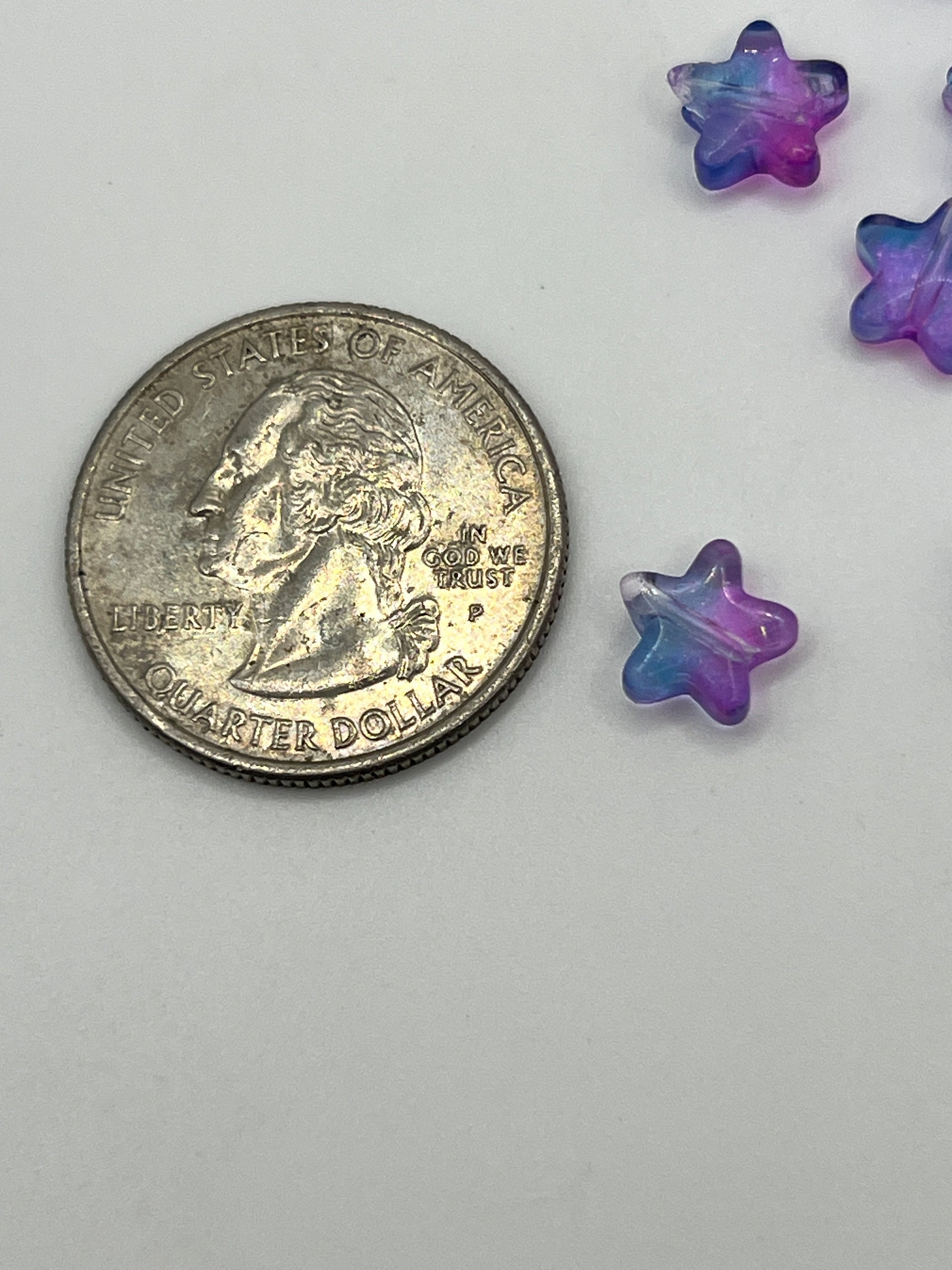 10 8mm Painted Glass Star Beads-Night Sky