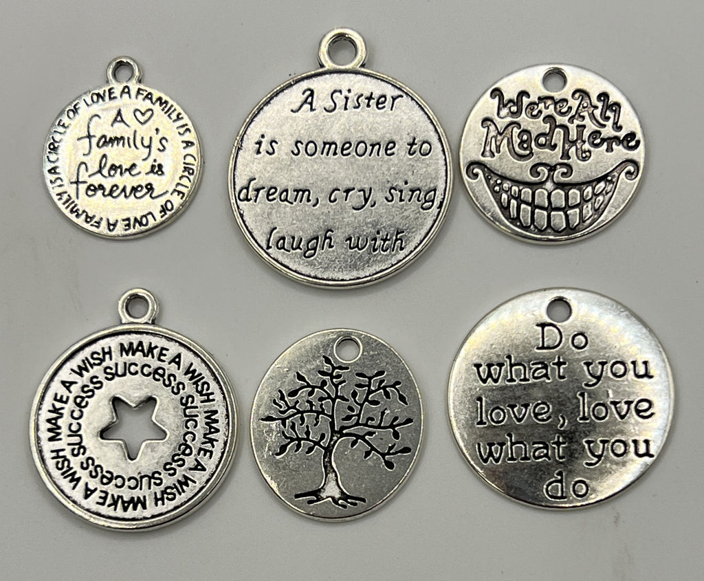 25 Tibetan Style Pendants-Inspirational Quotes Mixed