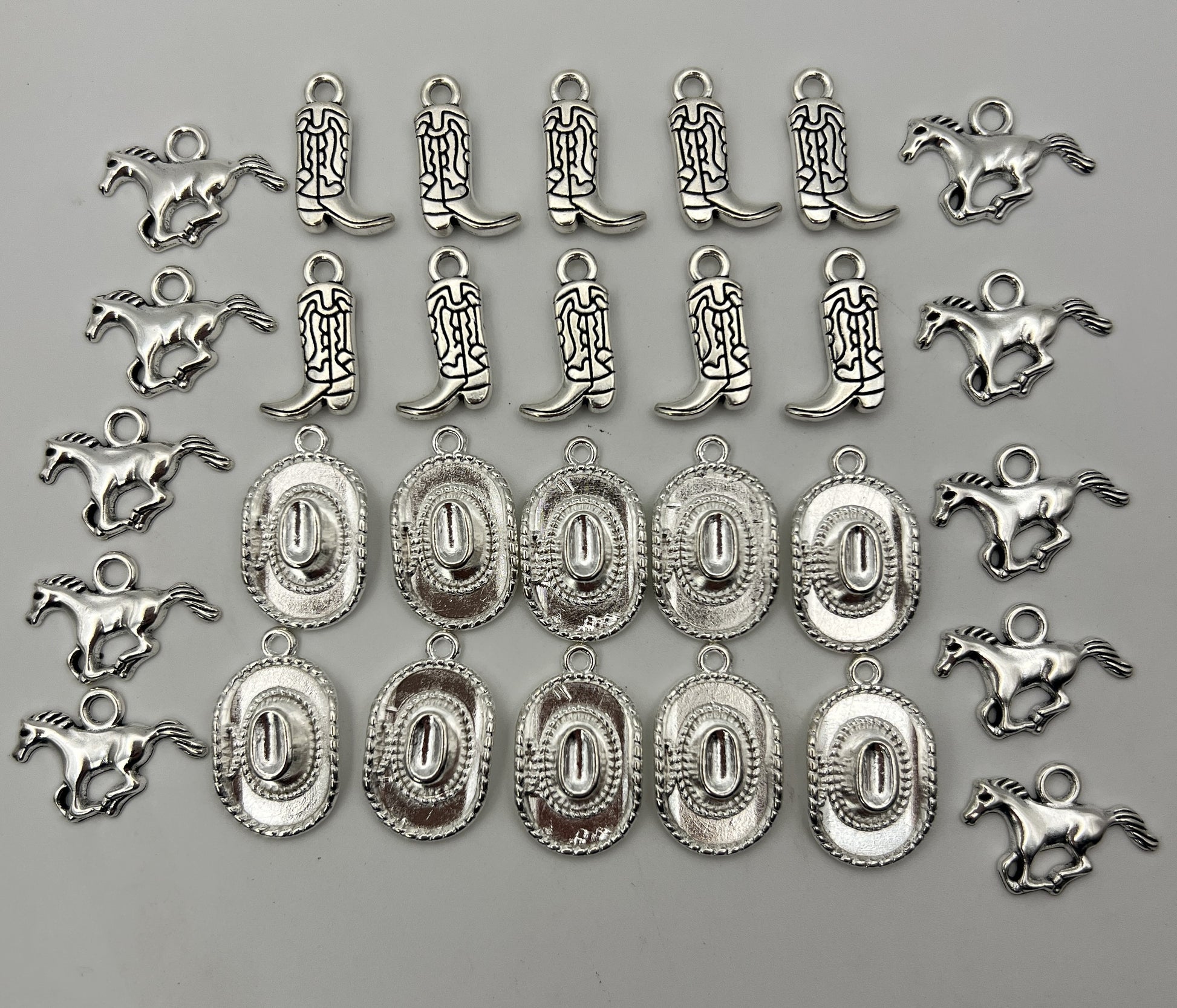 30 pc. Tibetan Style Antique Silver Western Style Pendants - Boots, Hats & Horses