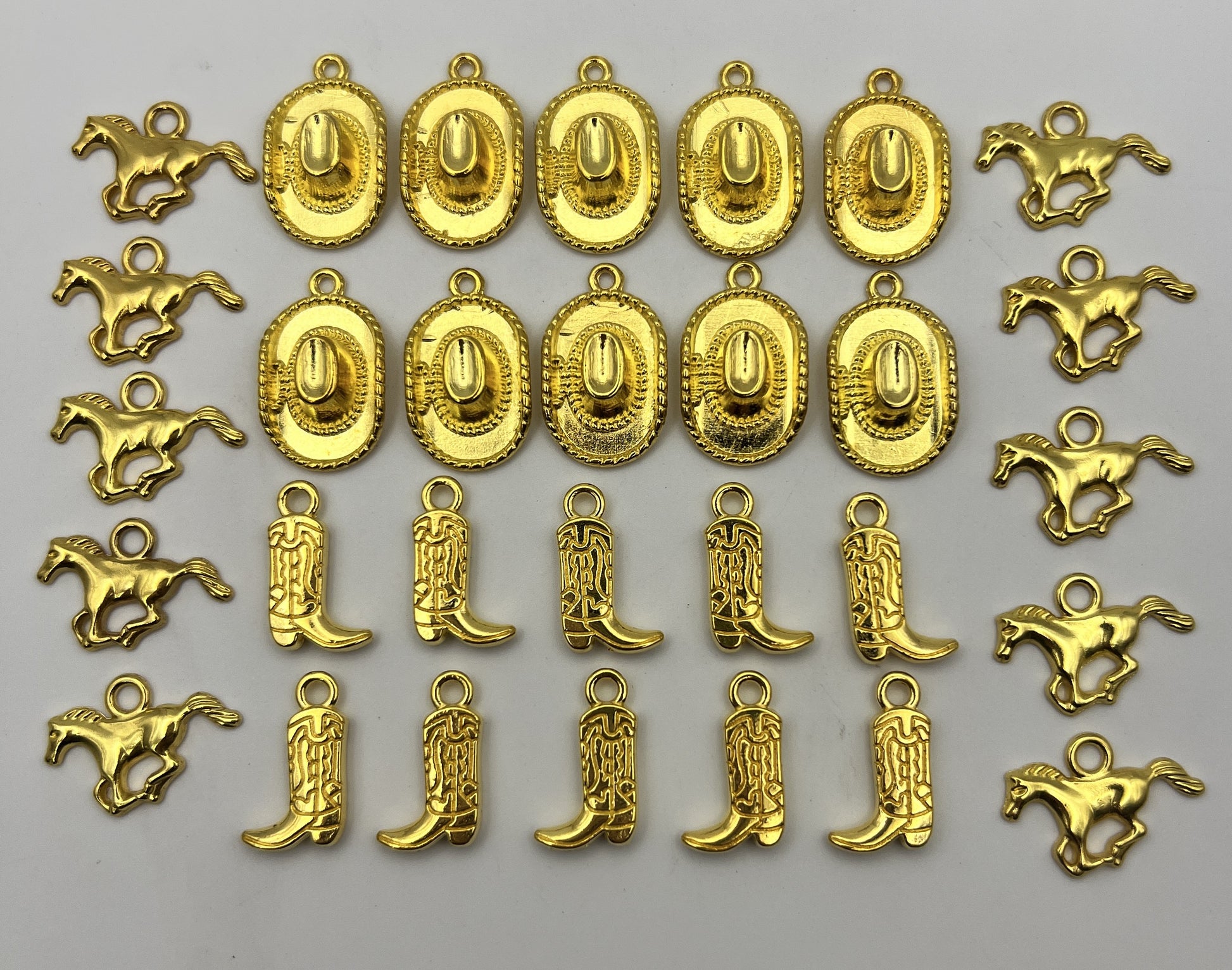 30 pc. Tibetan Style Golden Western Pendants - Hats, Boots & Horses