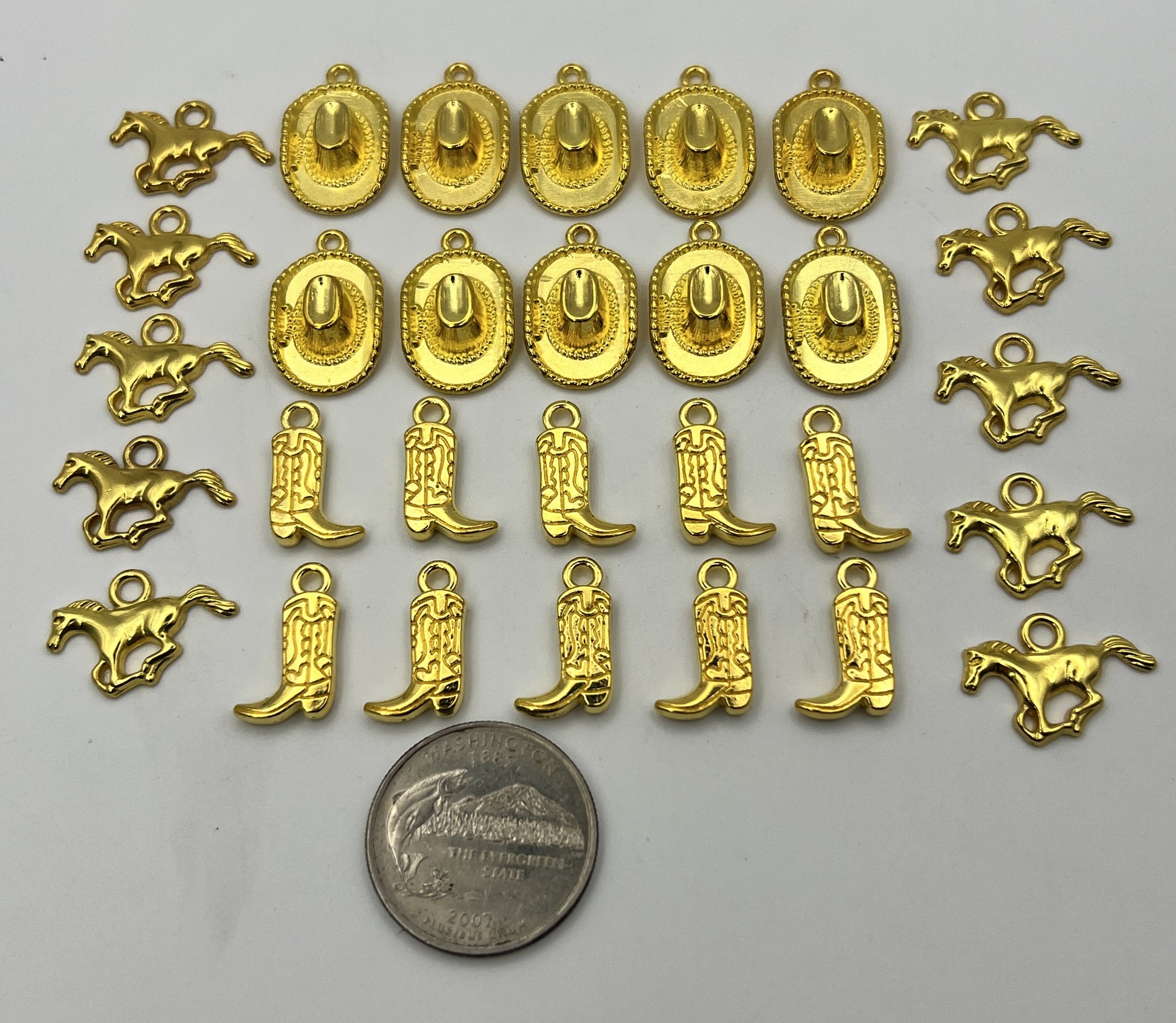 30 pc. Tibetan Style Golden Western Pendants - Hats, Boots & Horses
