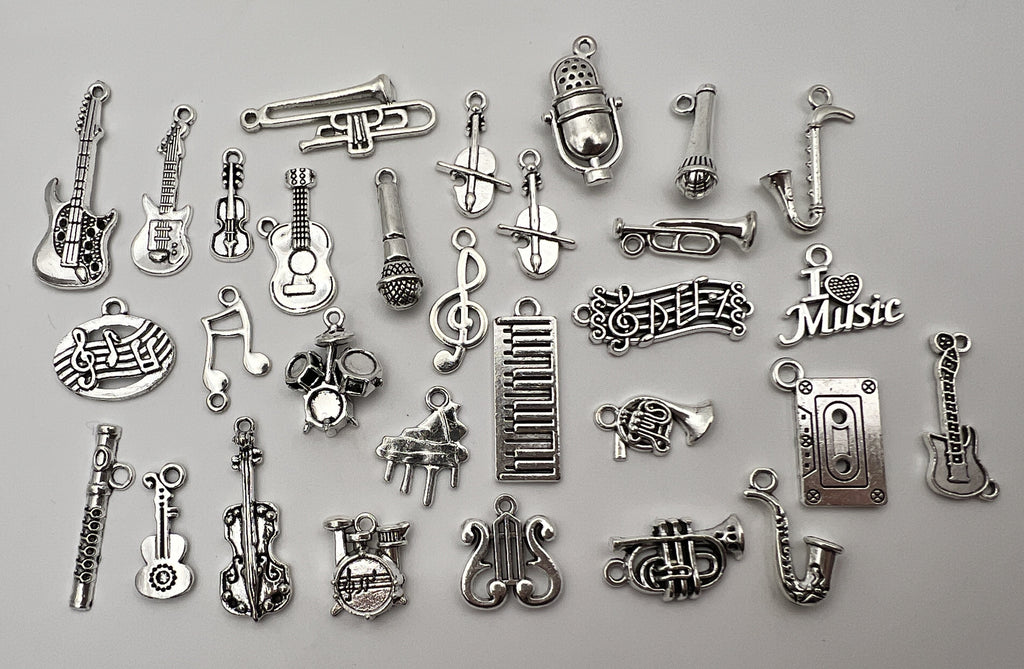 Tibetan Style Pendants/Charms Mixed Musical Instruments, 30 pc.