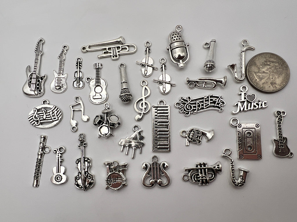 Tibetan Style Pendants/Charms Mixed Musical Instruments, 30 pc.